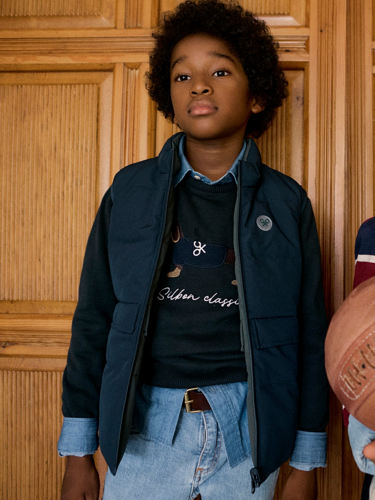 Colete reversível para crianças verde-marinho