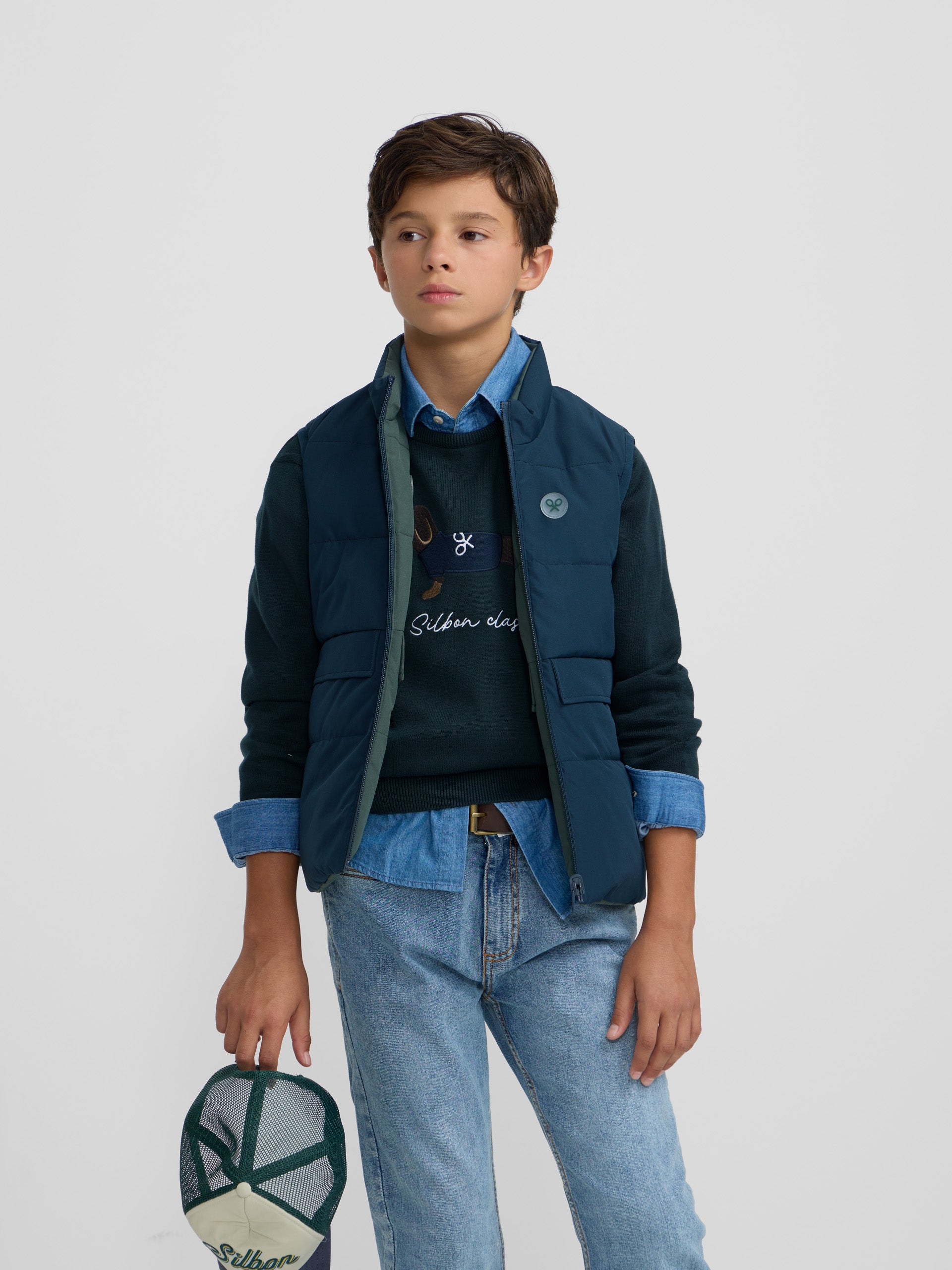 Navy green reversible kids vest