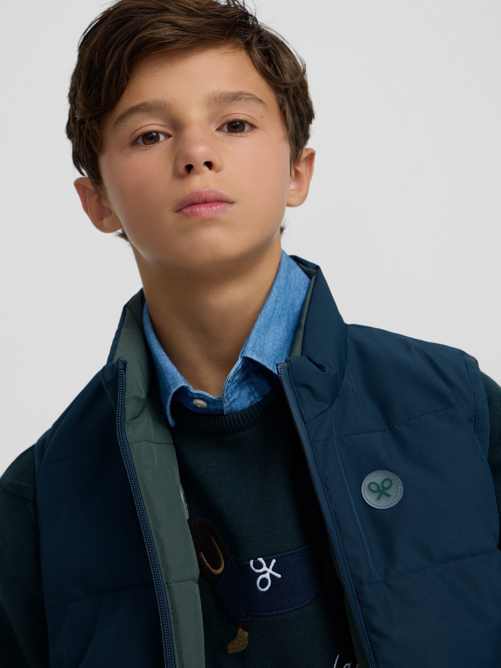 Navy green reversible kids vest