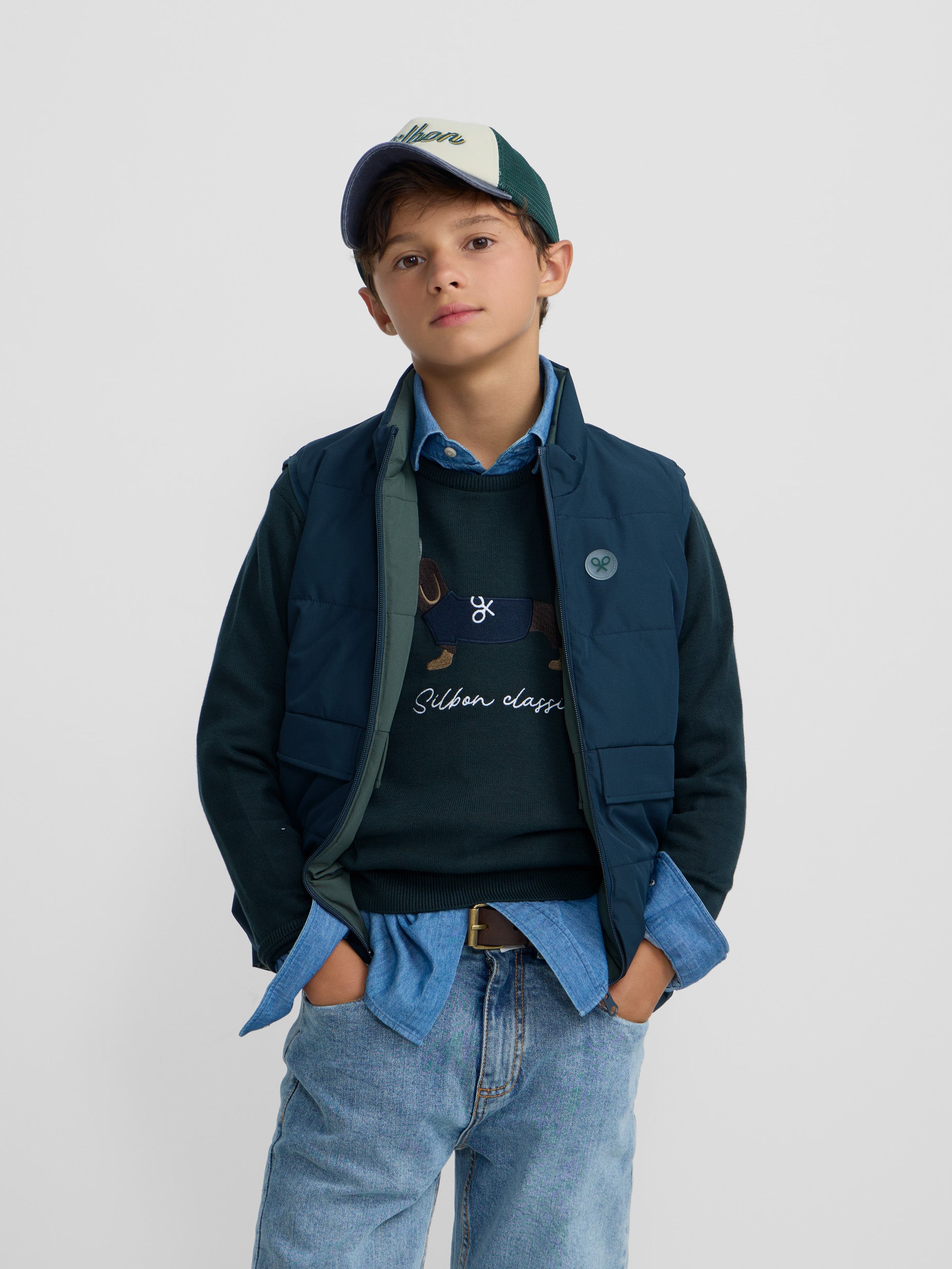 Navy green reversible kids vest