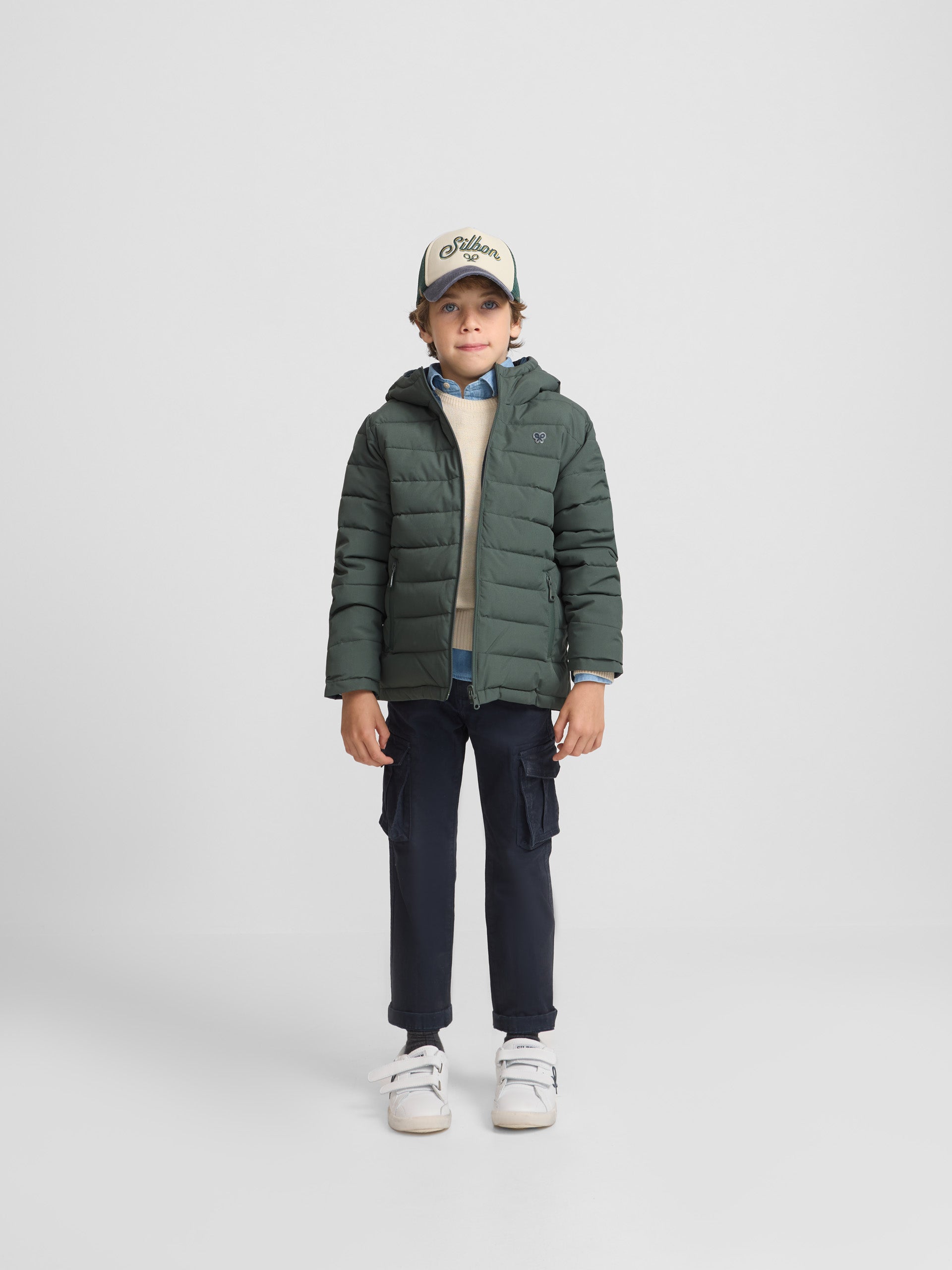 Abrigo kids reversible marino verde