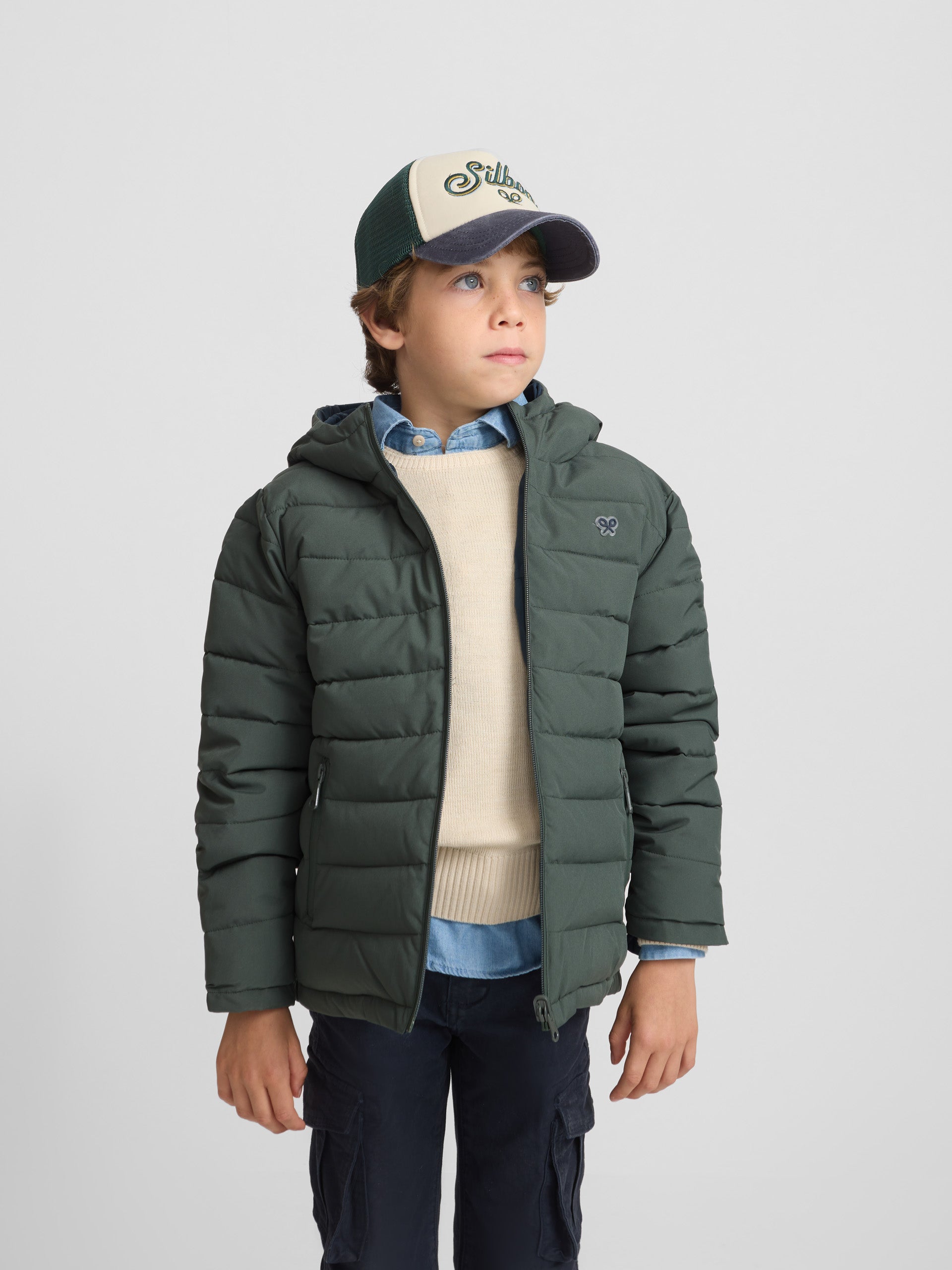Abrigo kids reversible marino verde
