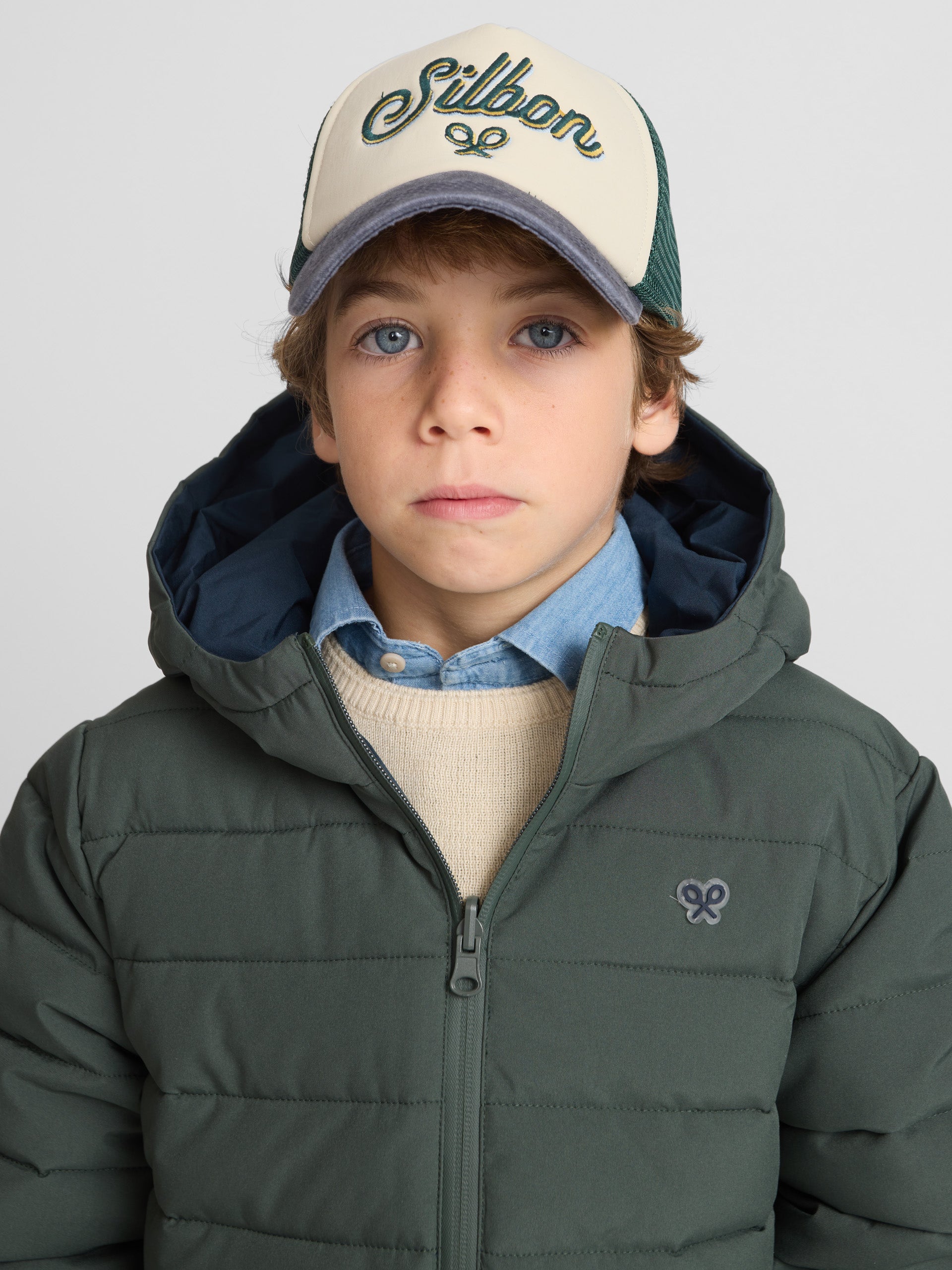 Abrigo kids reversible marino verde