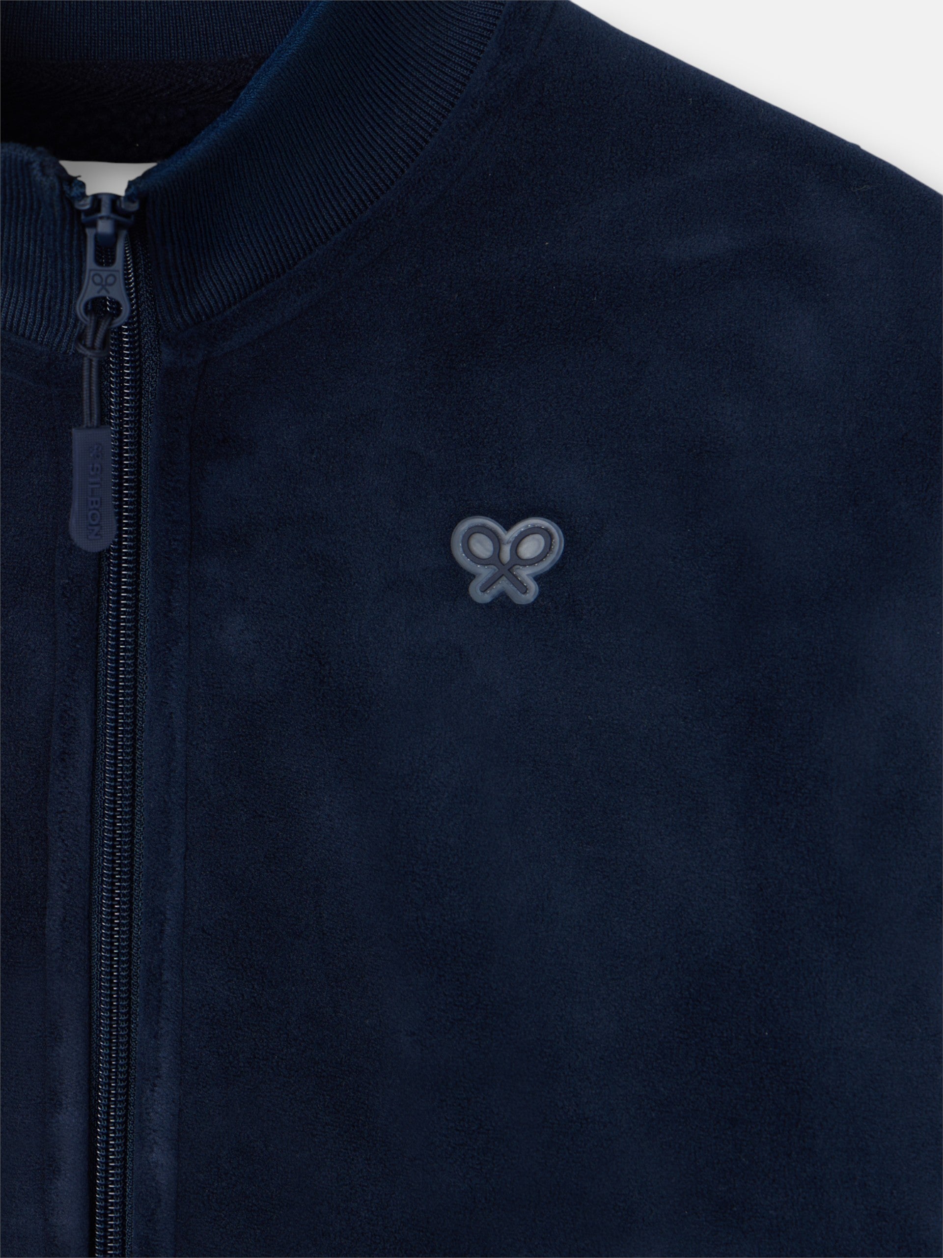 Kids' fantasy fleece jacket with navy blue sleeves