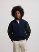 Kids' fantasy fleece jacket with navy blue sleeves