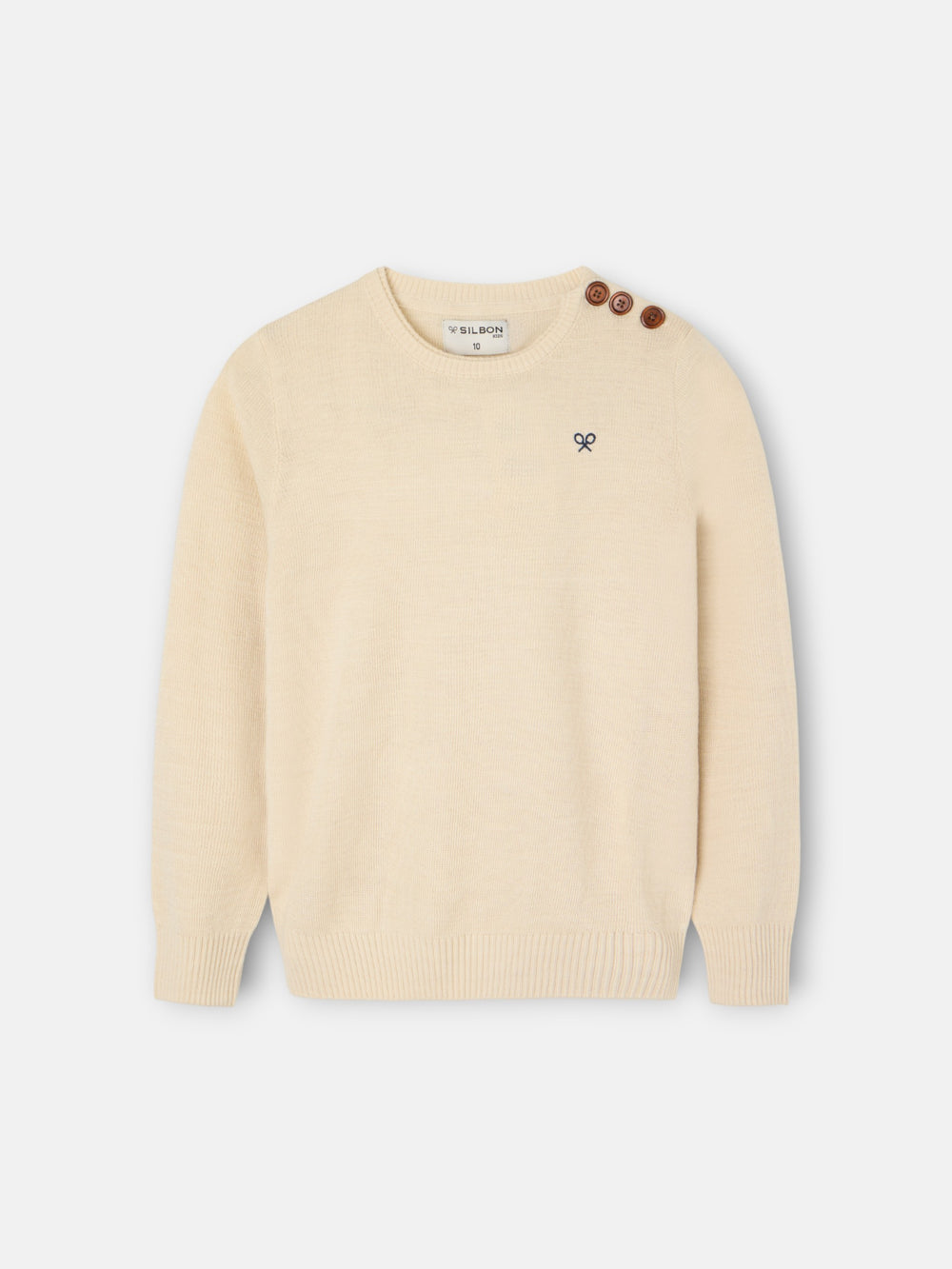 Camisola lisa para crianças com botões bege