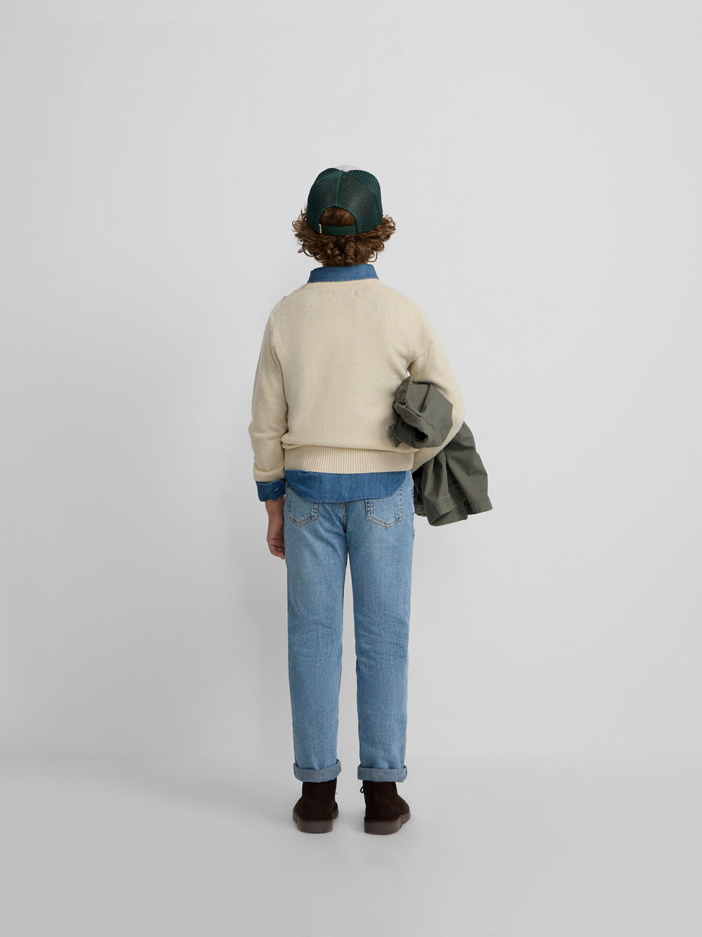 Camisola lisa para crianças com botões bege