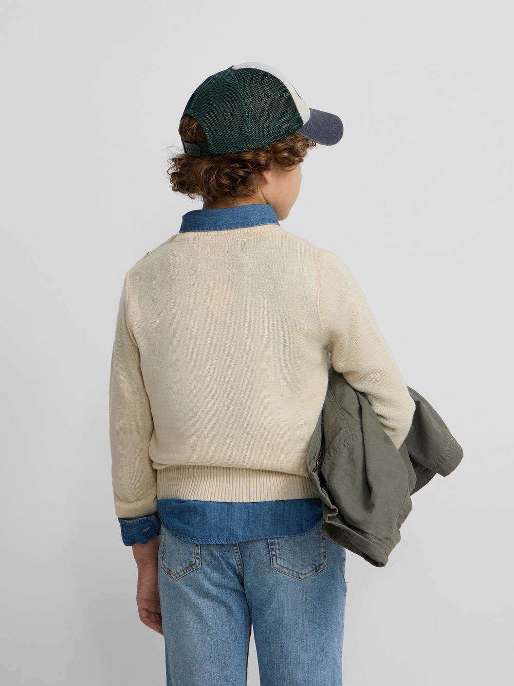 Camisola lisa para crianças com botões bege