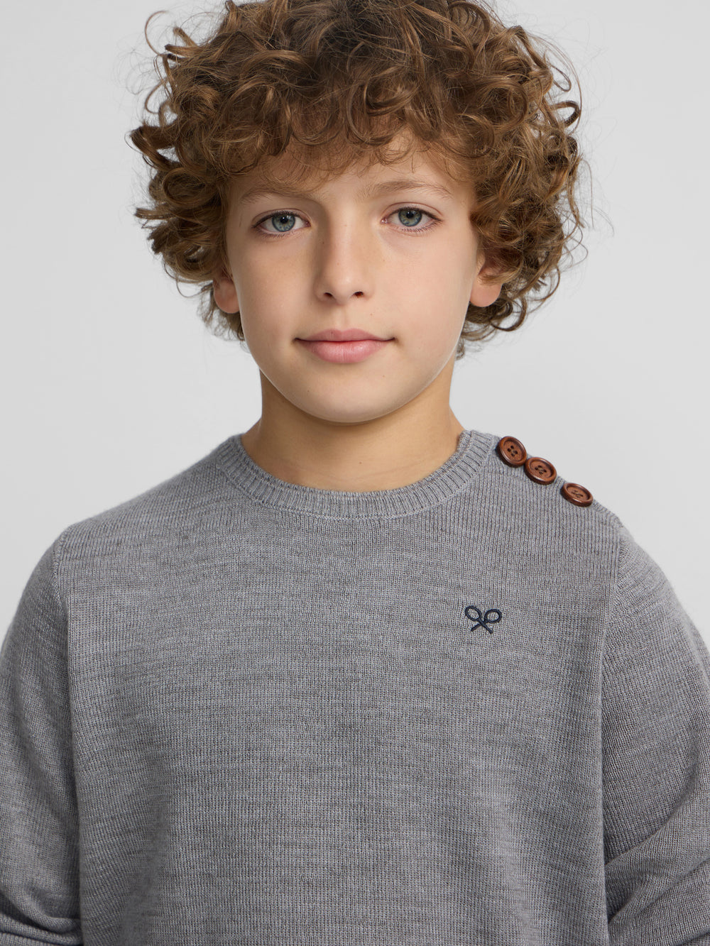 Camisola lisa para crianças com botões cinzenta