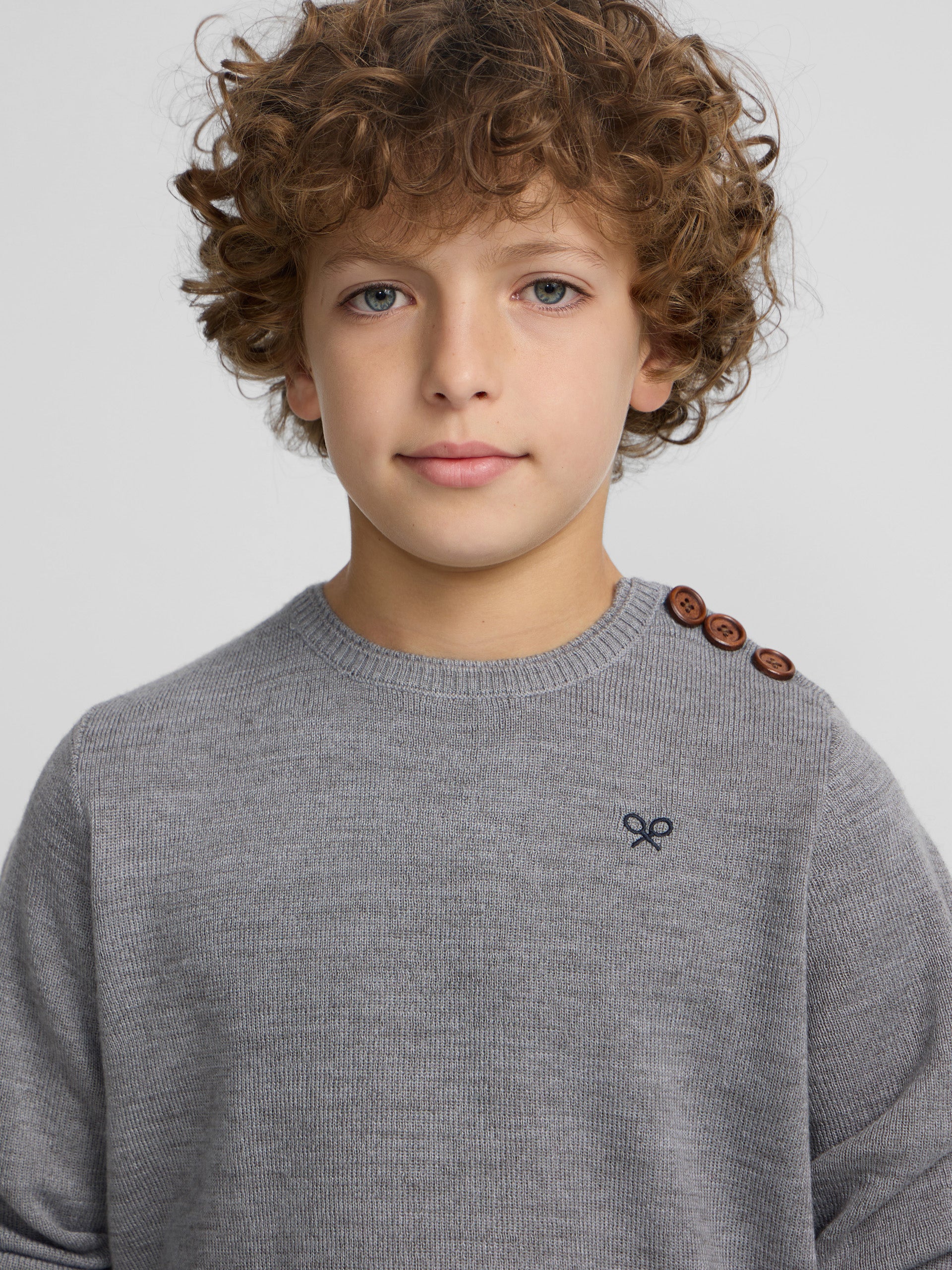 Camisola lisa para crianças com botões cinzenta