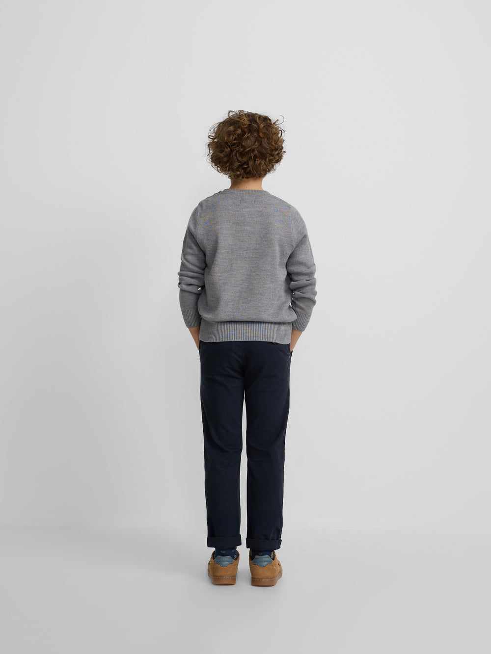 Camisola lisa para crianças com botões cinzenta