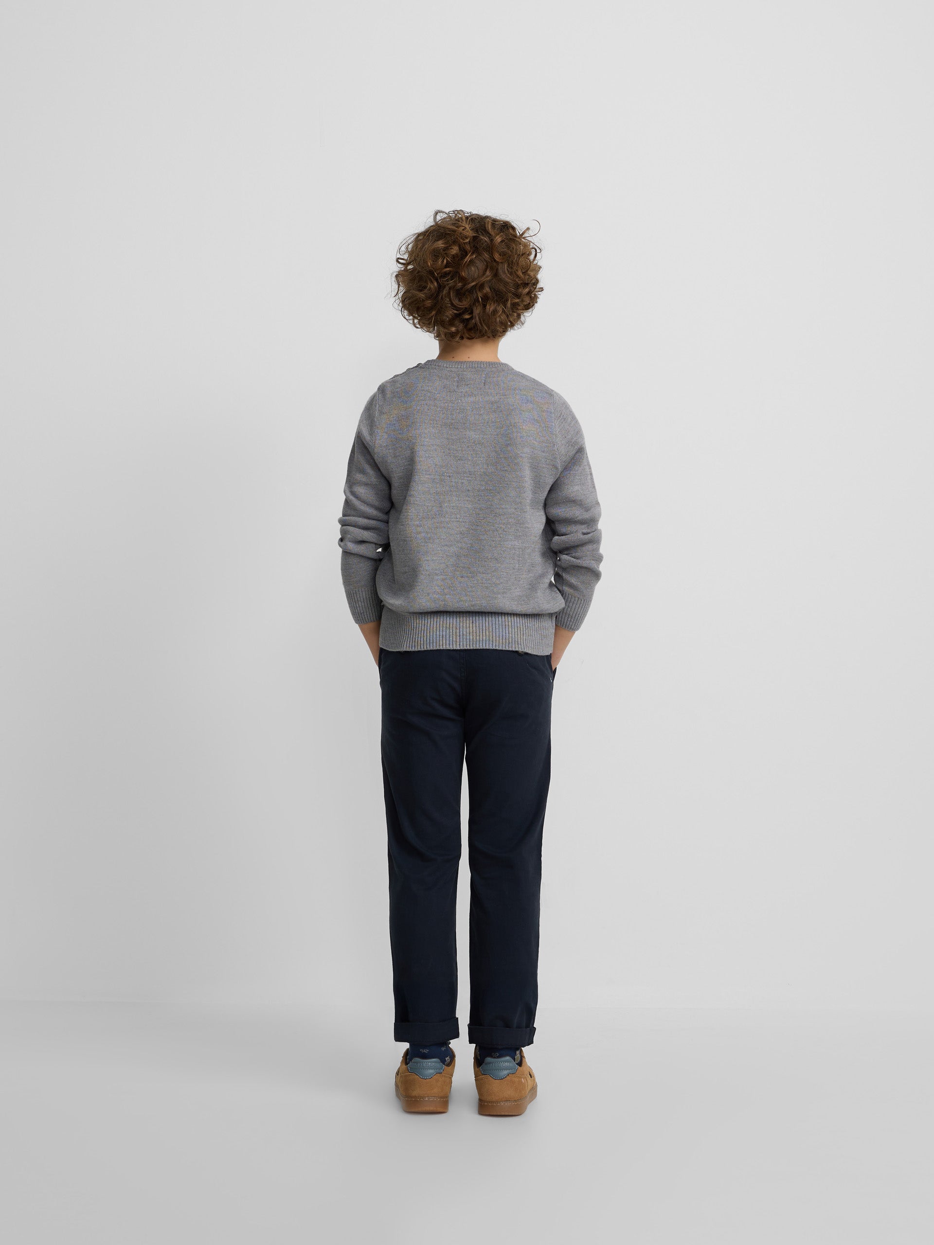 Camisola lisa para crianças com botões cinzenta