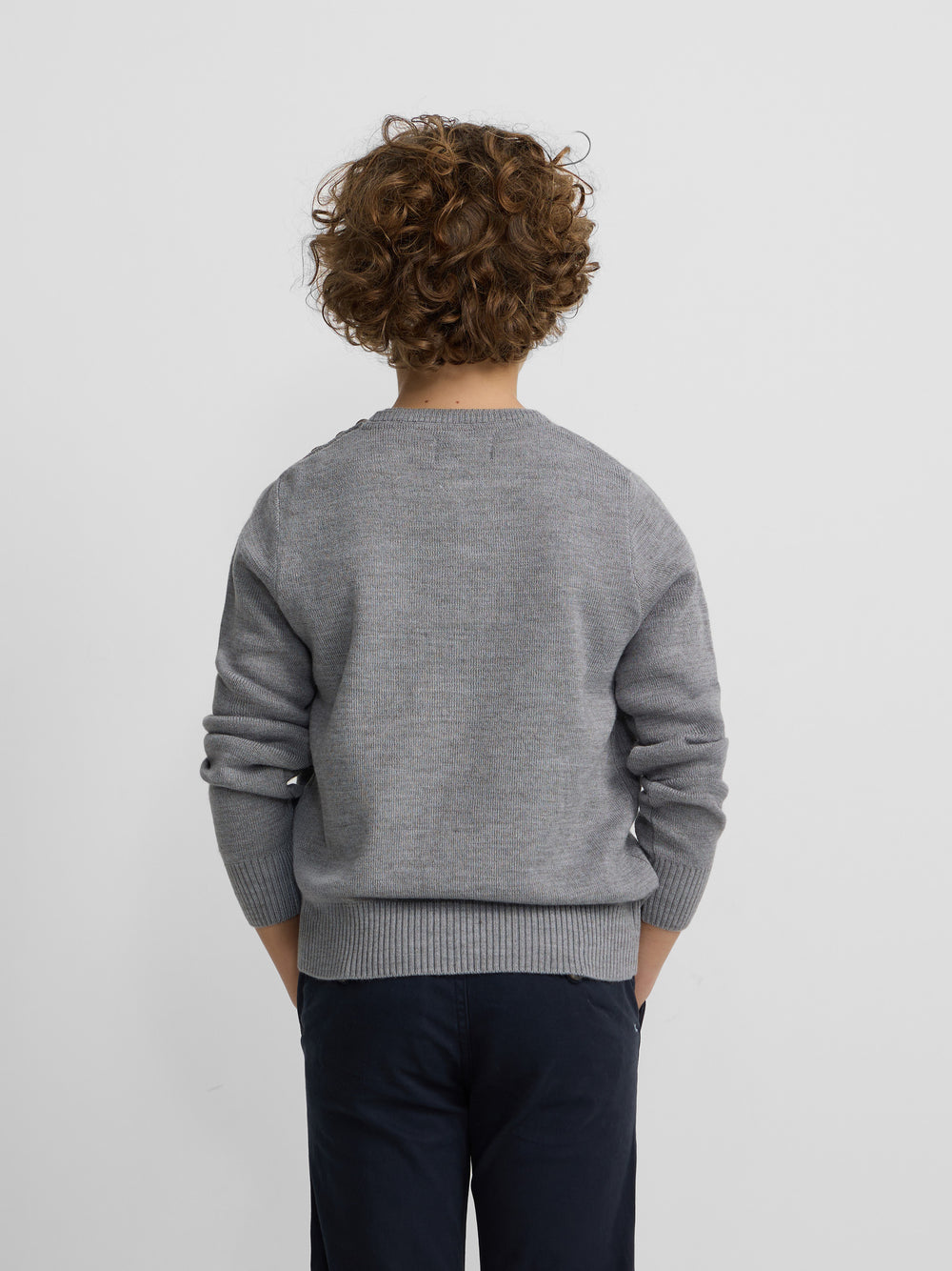 Camisola lisa para crianças com botões cinzenta