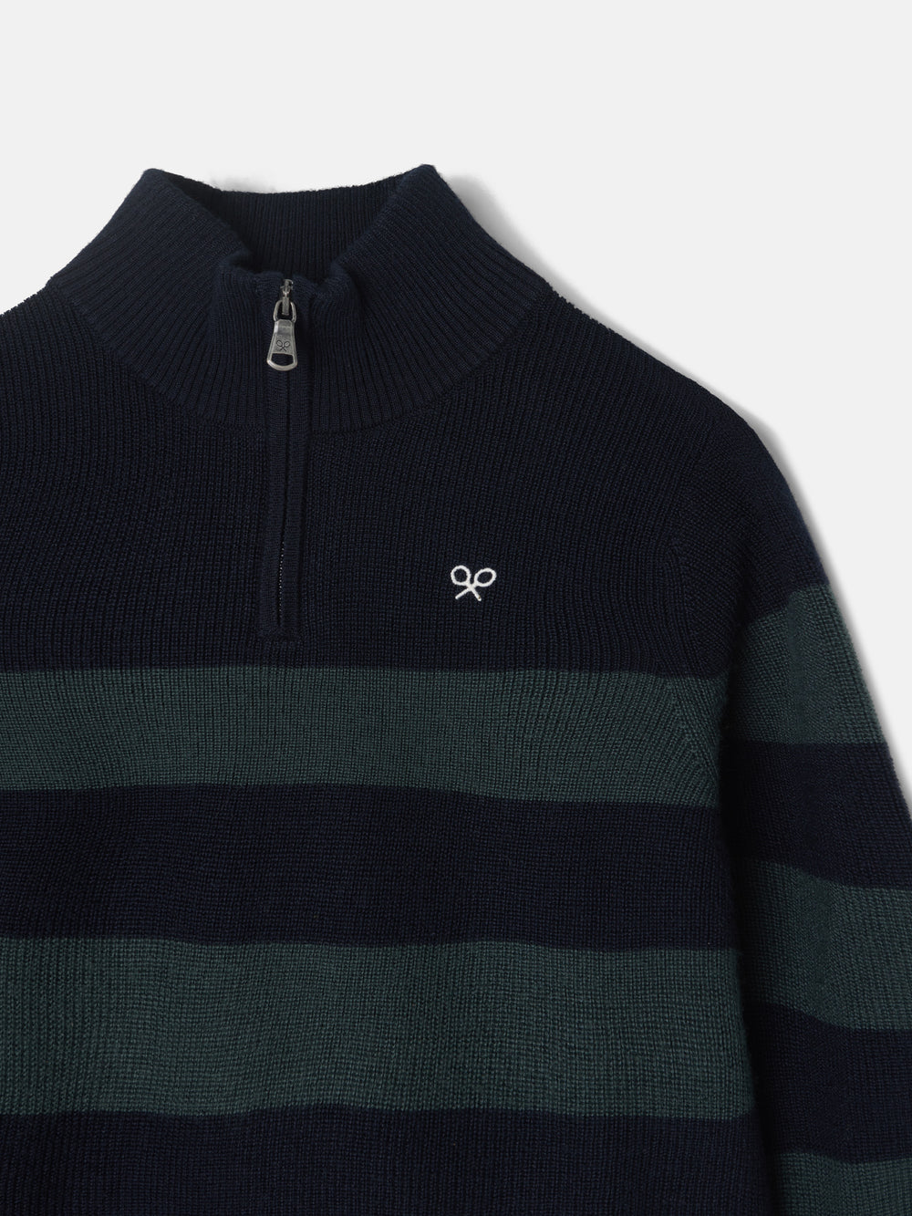 Camisola de criança às riscas com fecho de meio comprimento verde