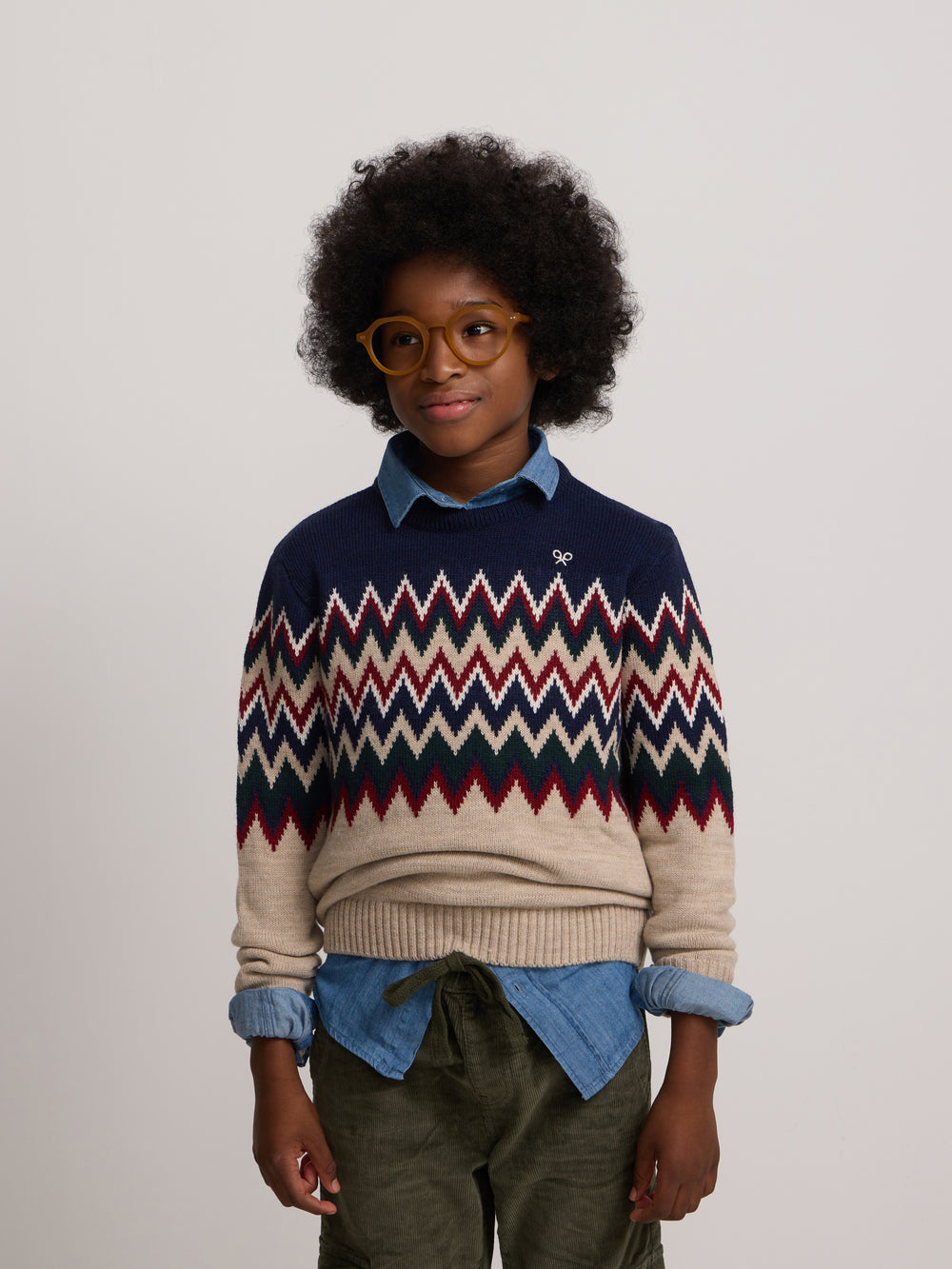 Jersey kids jacquard beige