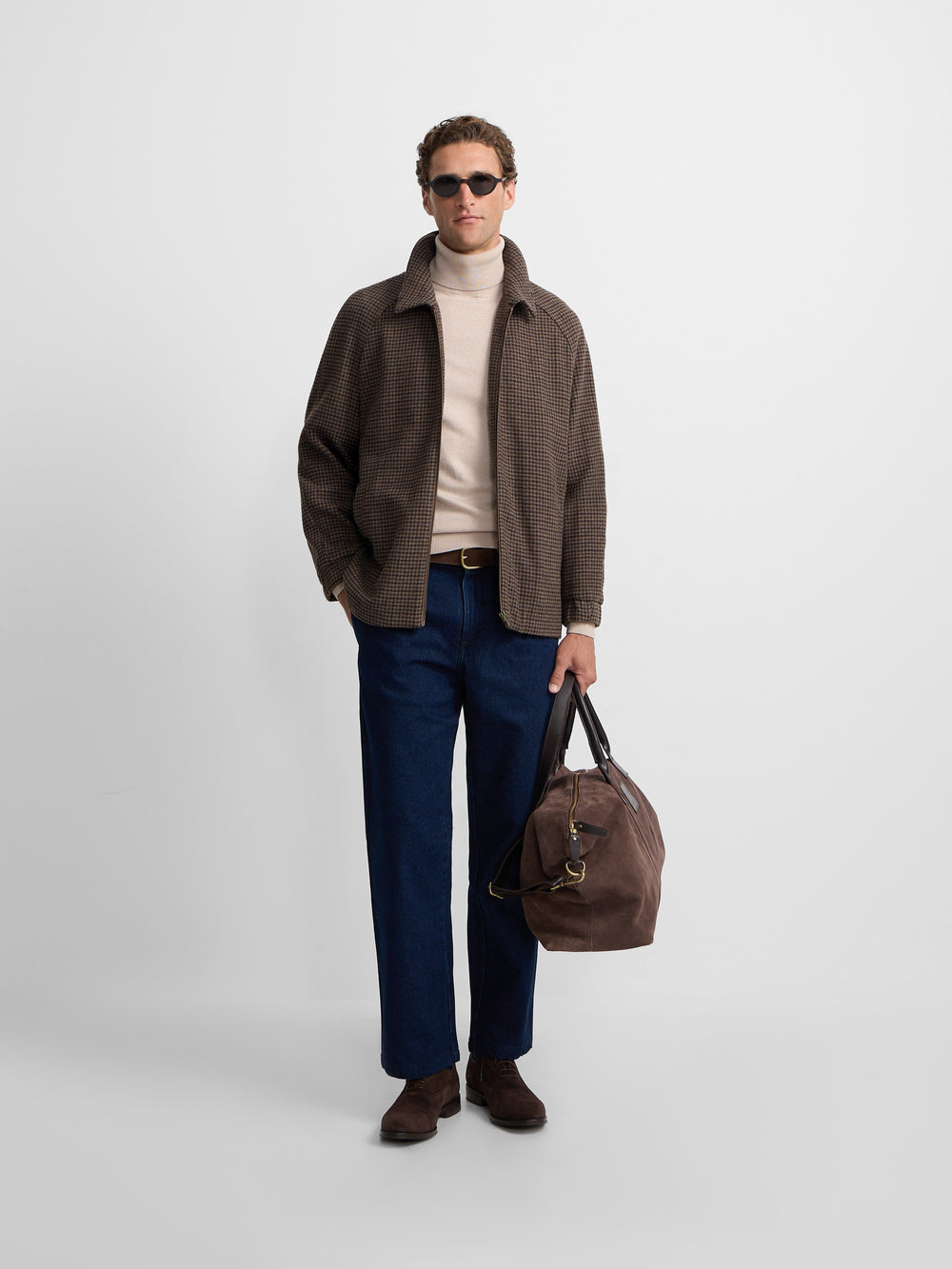 Green brown houndstooth jacket