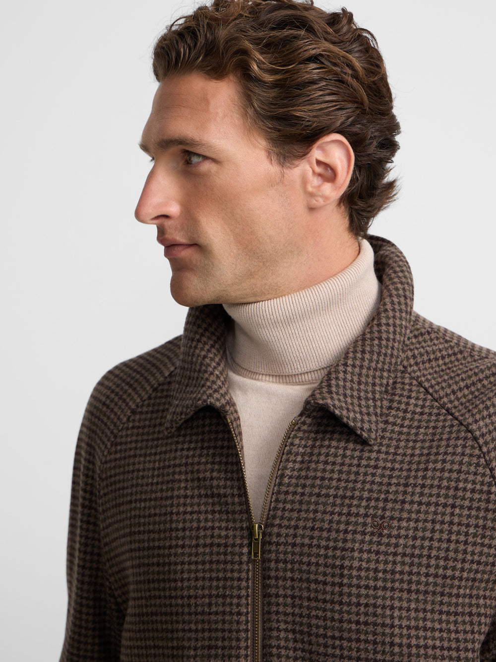 Green brown houndstooth jacket