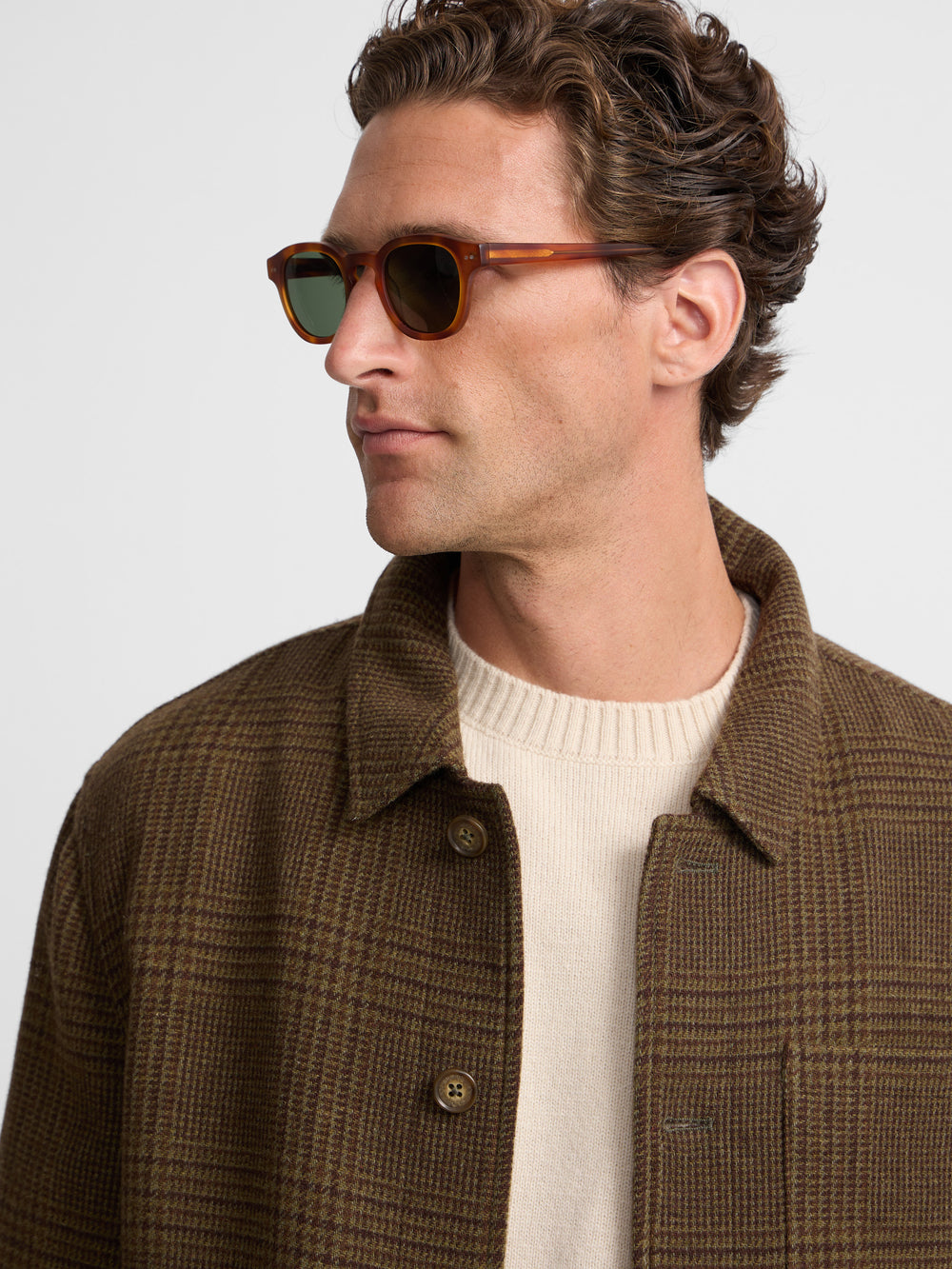 Chaqueta principe de gales bolsillos marron