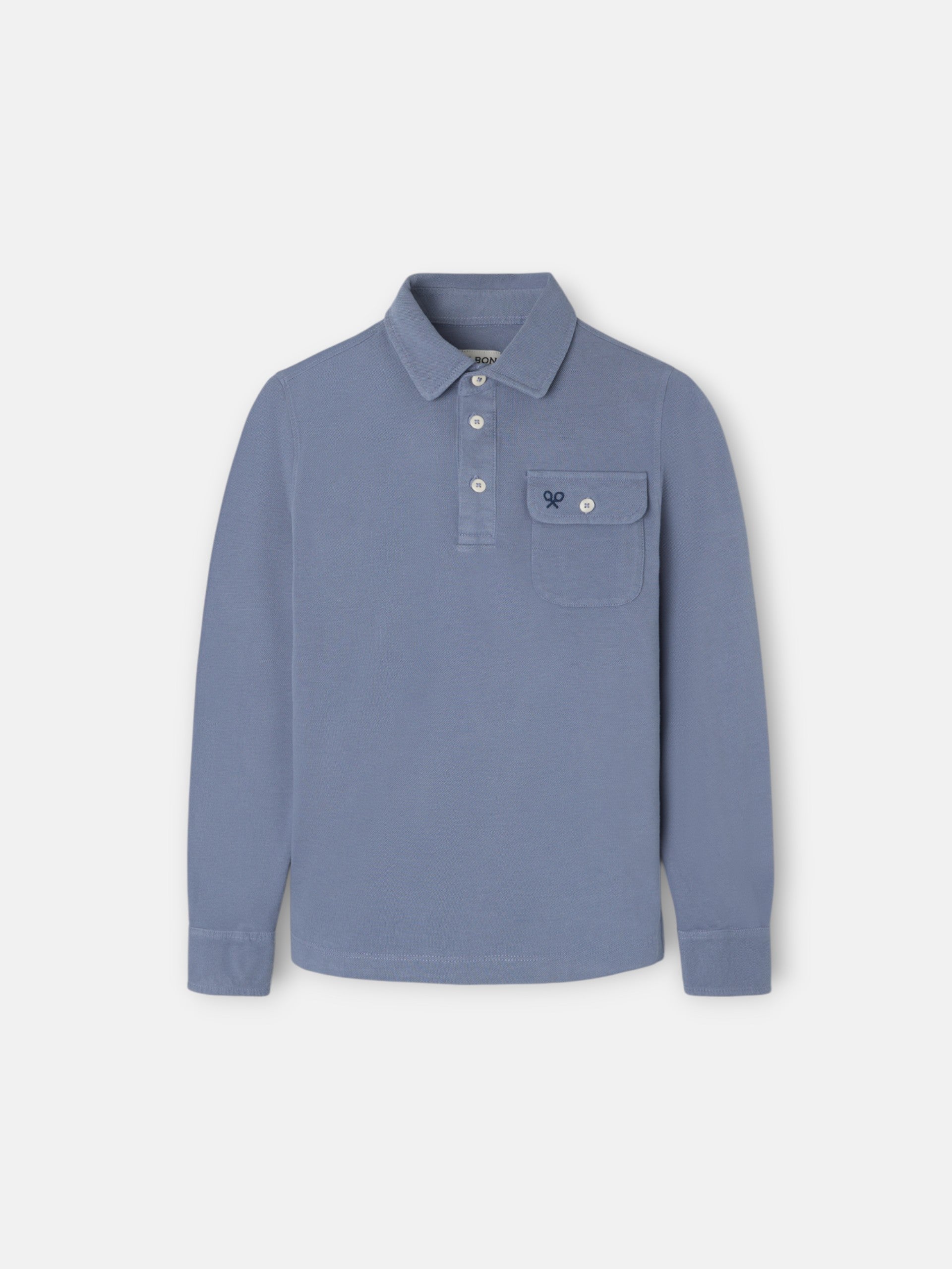 Polo kids manga larga bolsillo azul