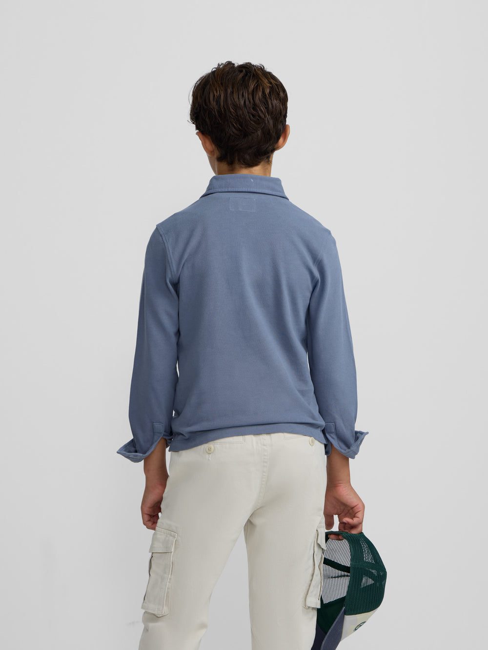 Polo à manches longues pour enfant avec poche bleue