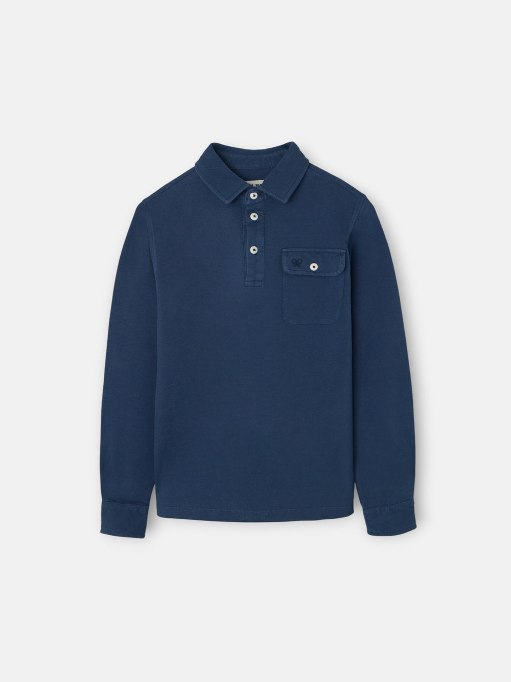 Polo enfant à manches longues avec poche bleu marine