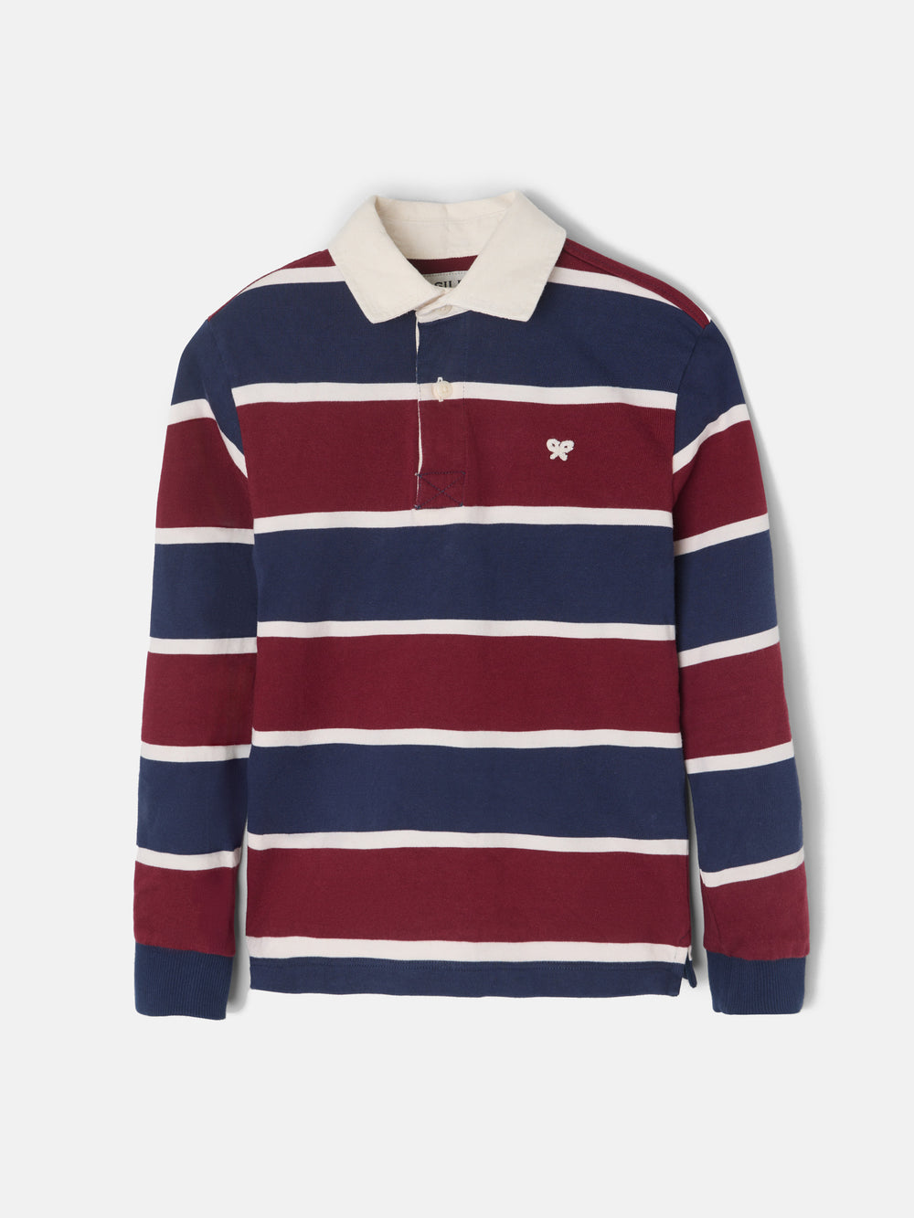 Polo de rugby classique pour enfant à rayures bordeaux