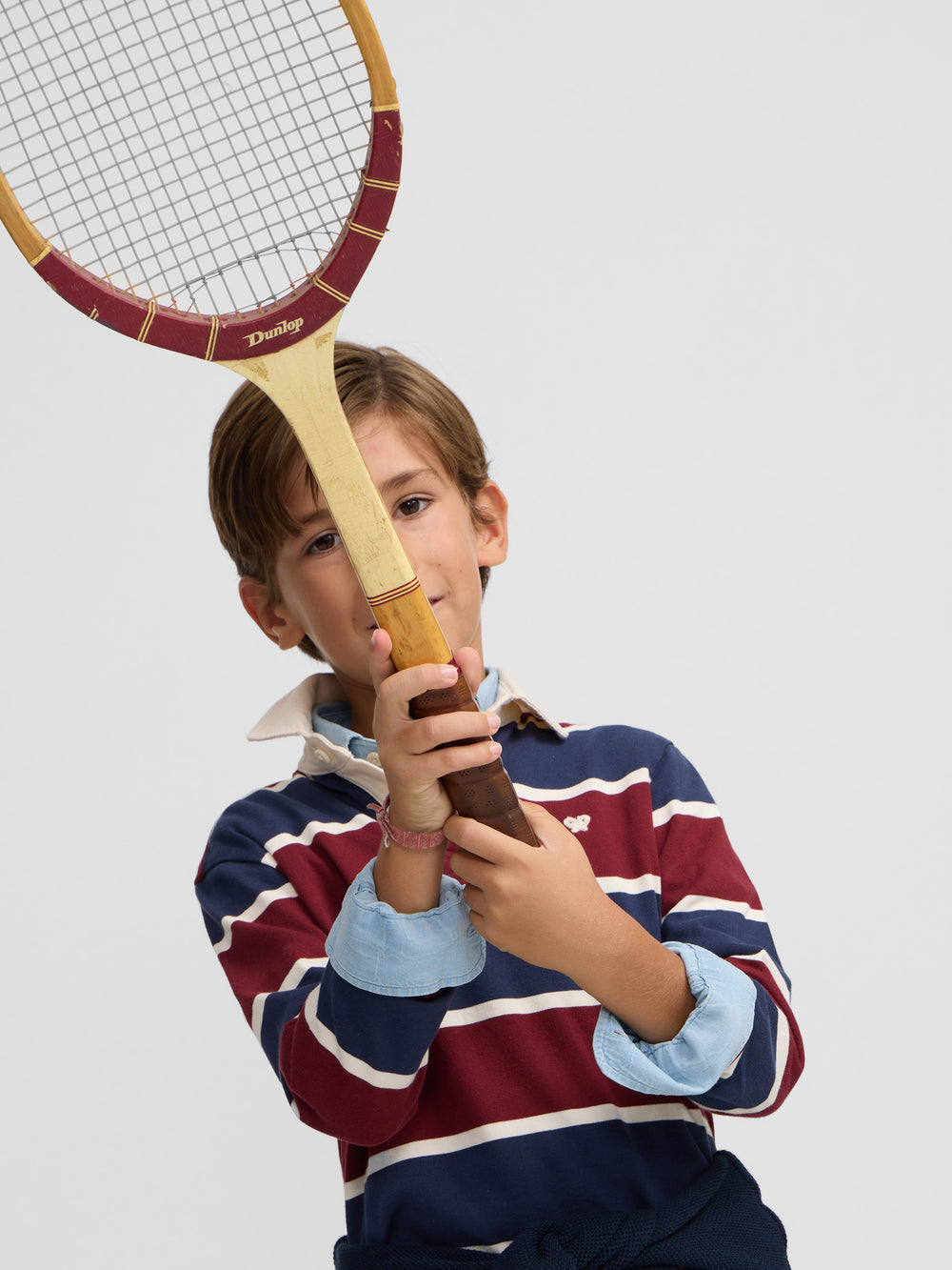 Polo de rugby classique pour enfant à rayures bordeaux