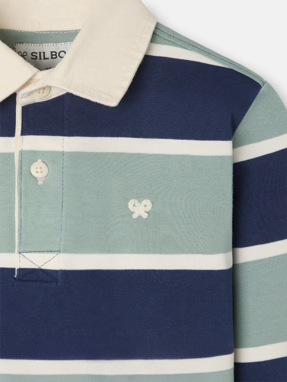 Polo enfant rugby classique à rayures vertes