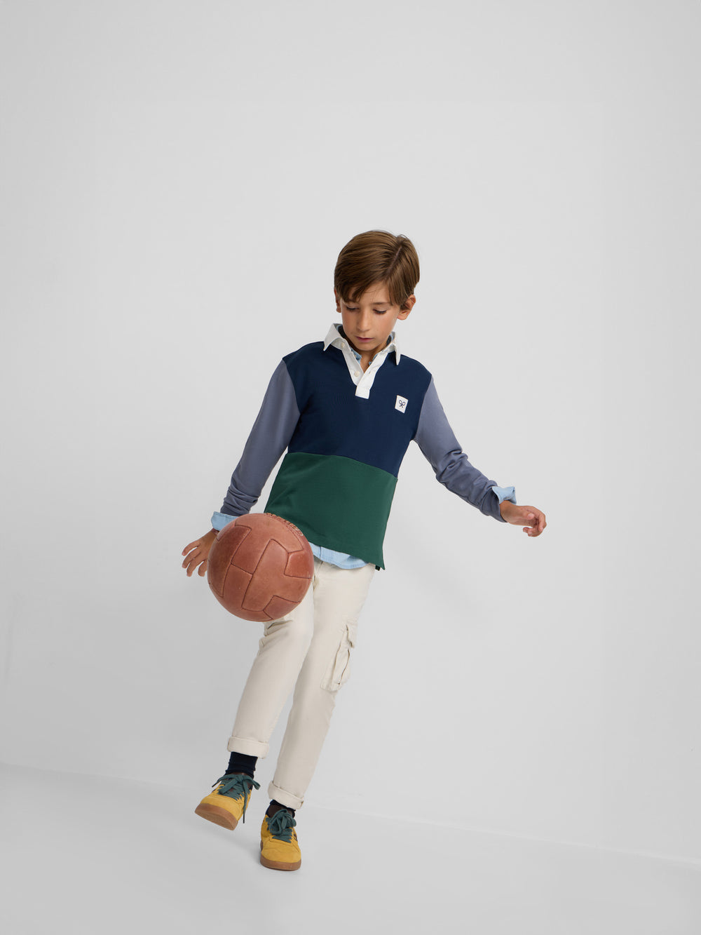 Polo de rugby classique multicolore bleu marine pour enfant