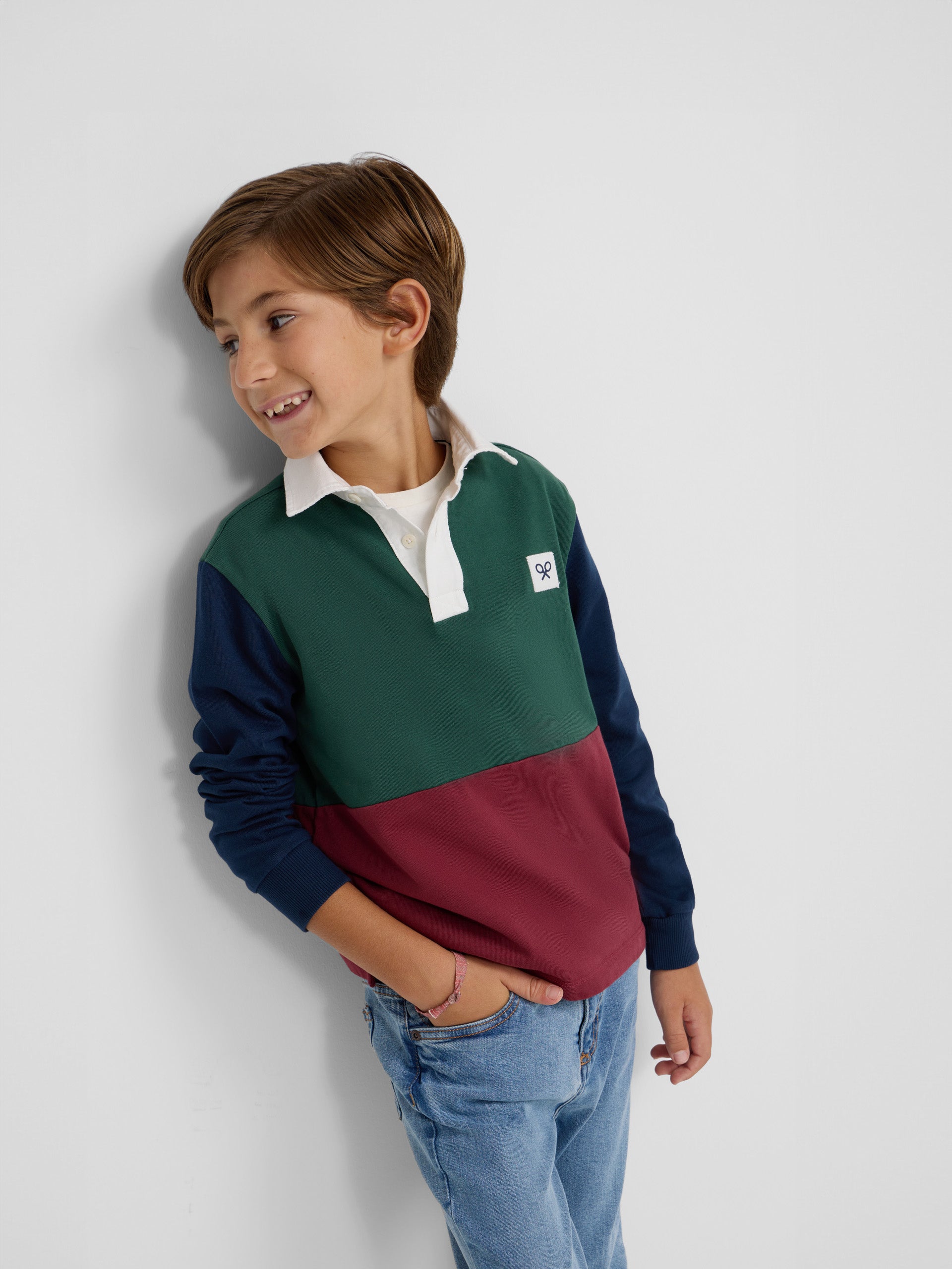 Polo kids clasico rugby multicolor burdeos