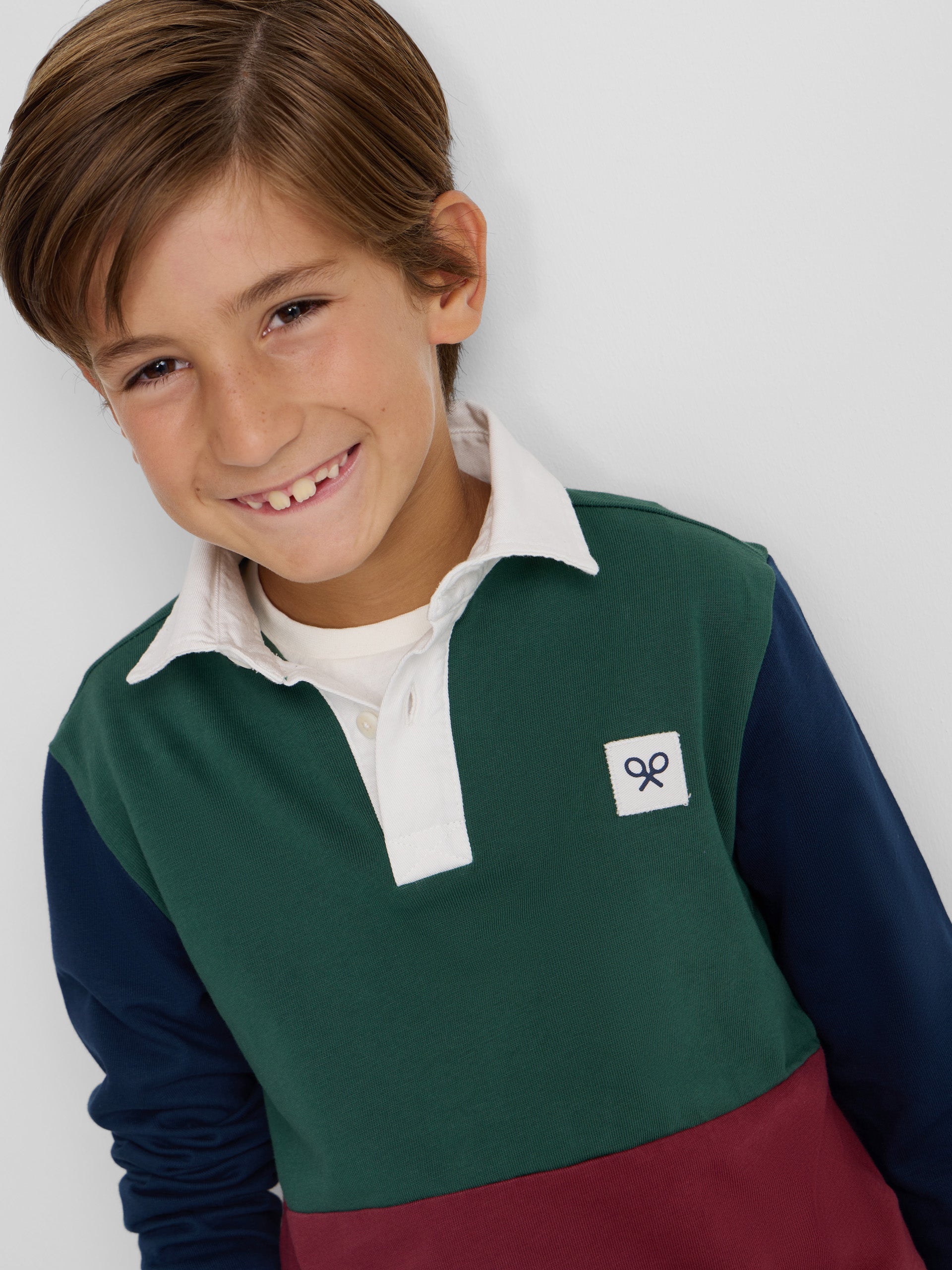 Polo kids clasico rugby multicolor burdeos