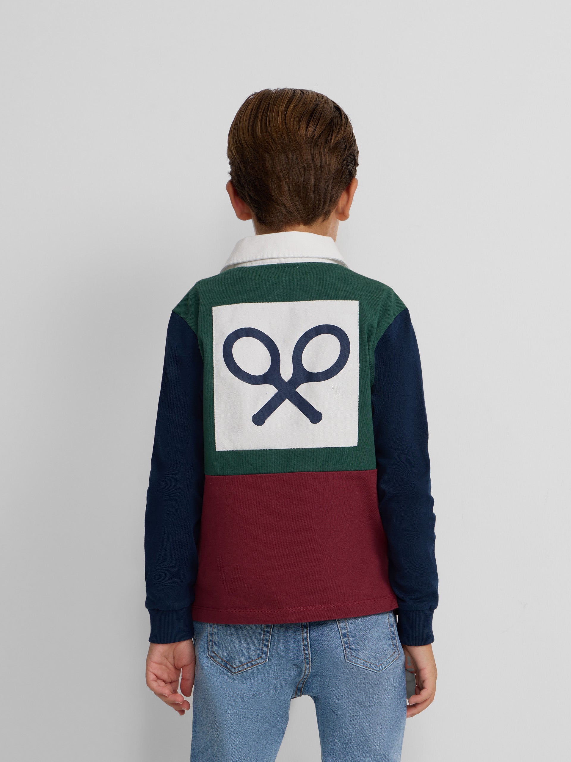 Polo kids clasico rugby multicolor burdeos