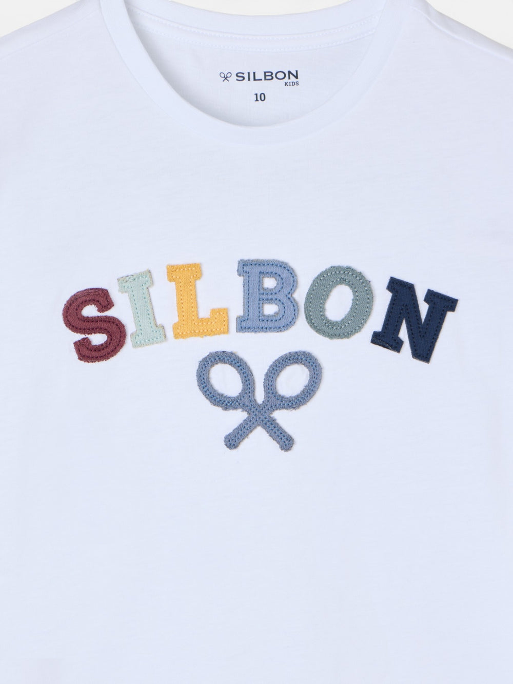 Kids' white multicoloured half-racket t-shirt