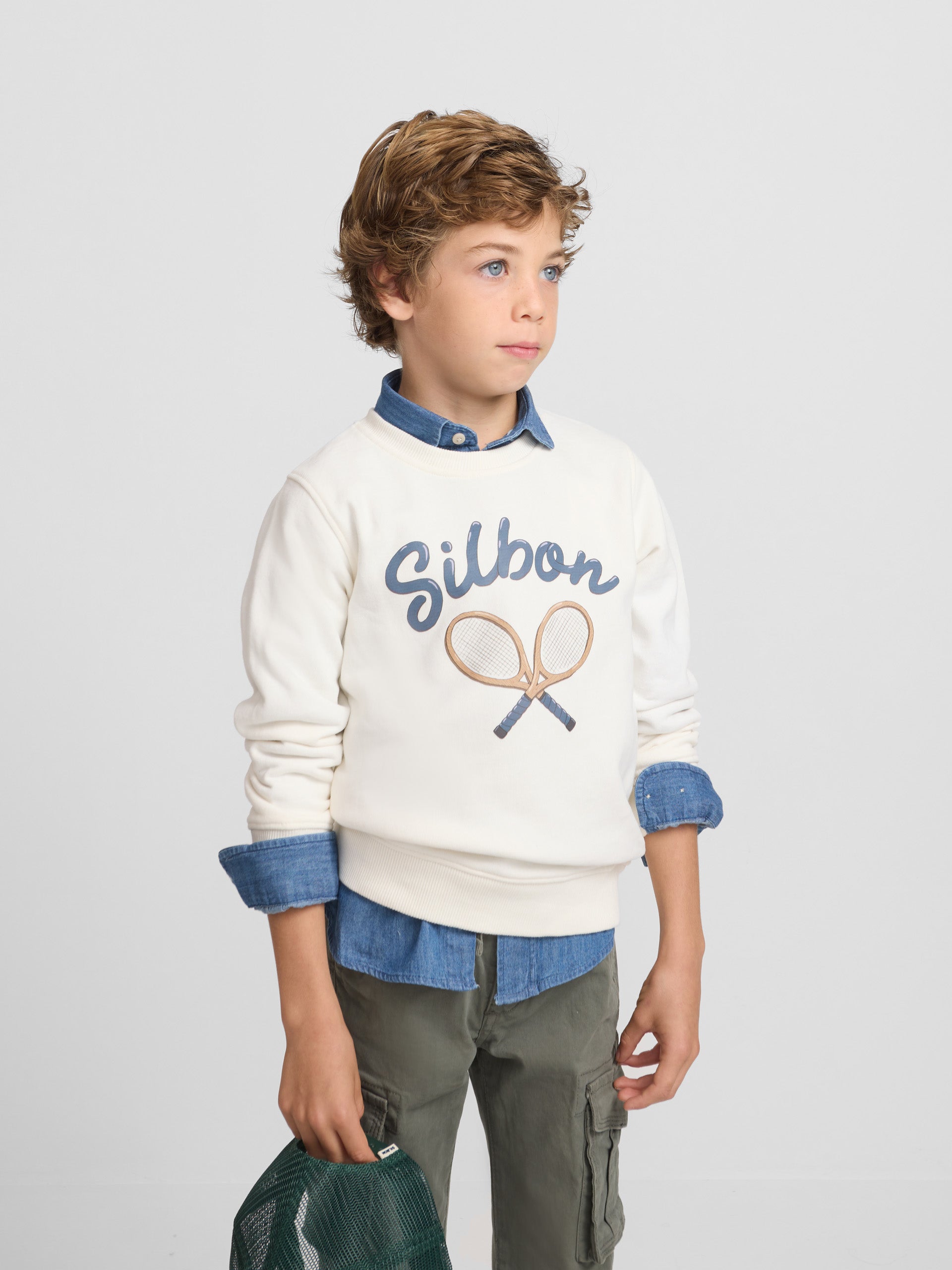 Sudadera kids raqueta junior crema