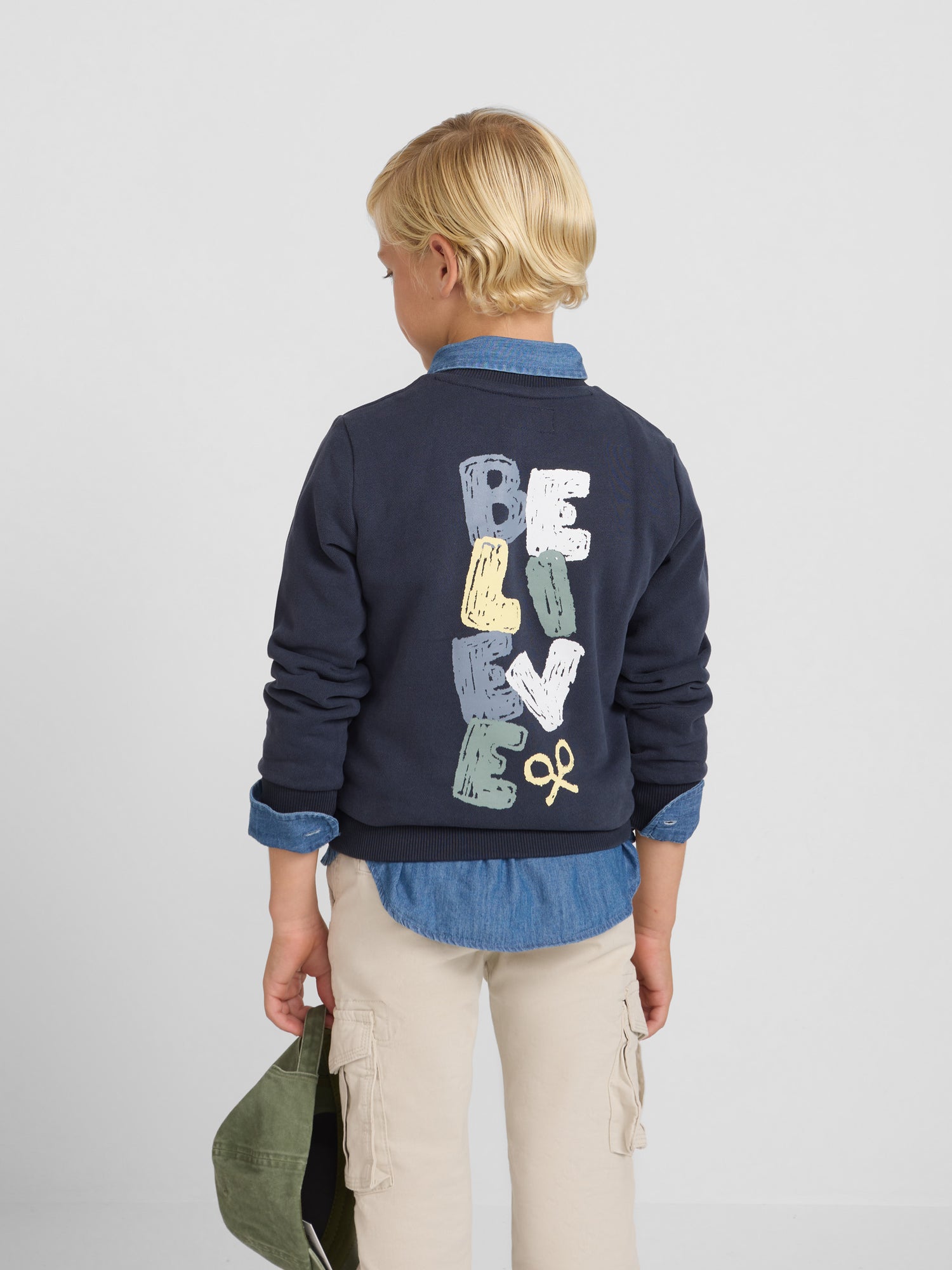 Navy blue believe kids sweatshirt