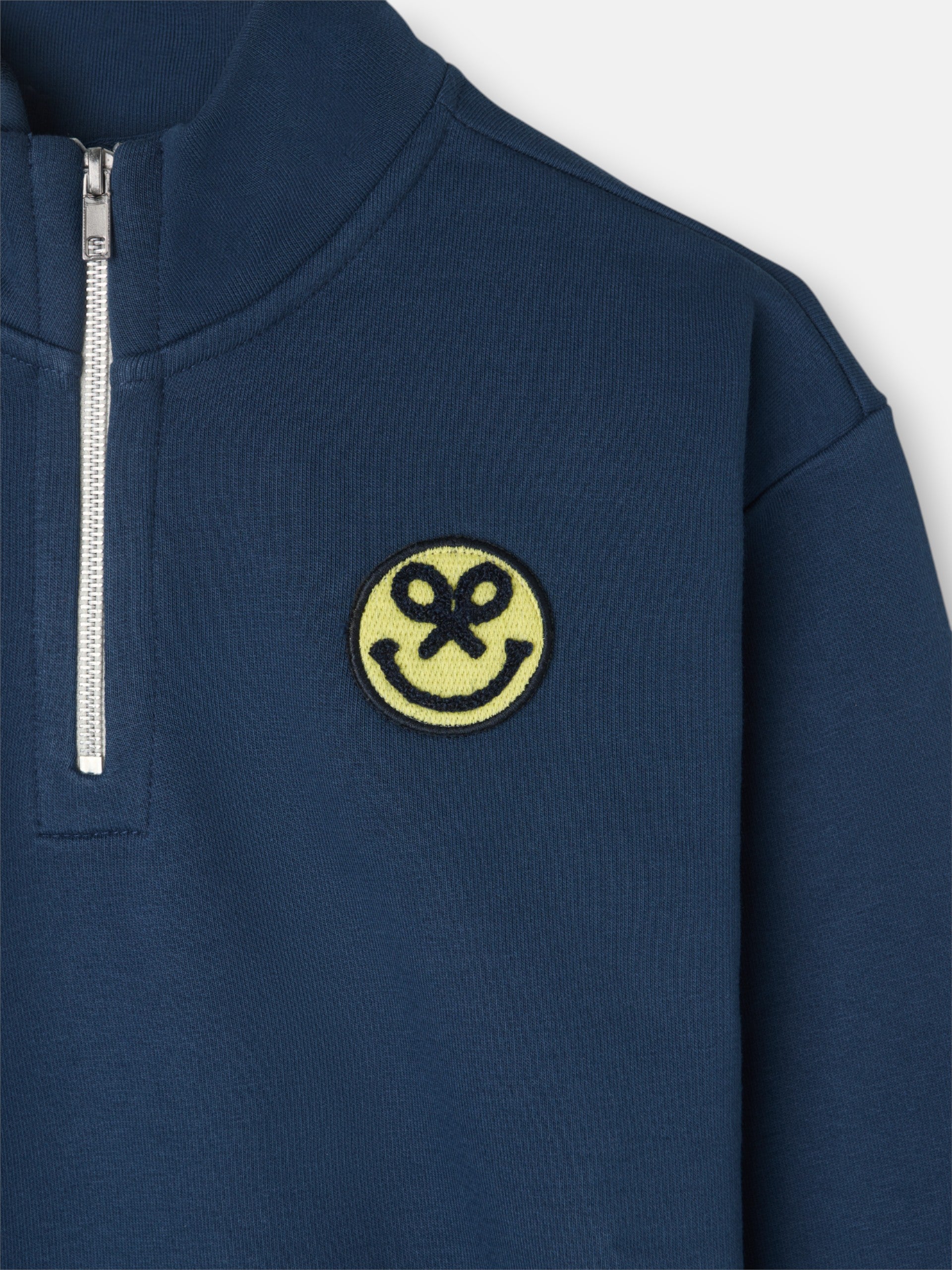 Sweatshirt kids meia fecho acid azul-marinho