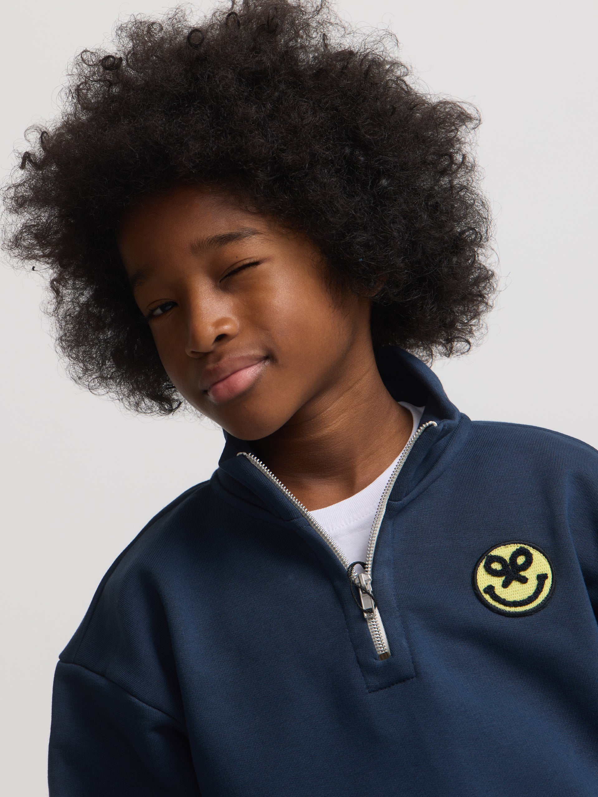 Sweatshirt kids meia fecho acid azul-marinho