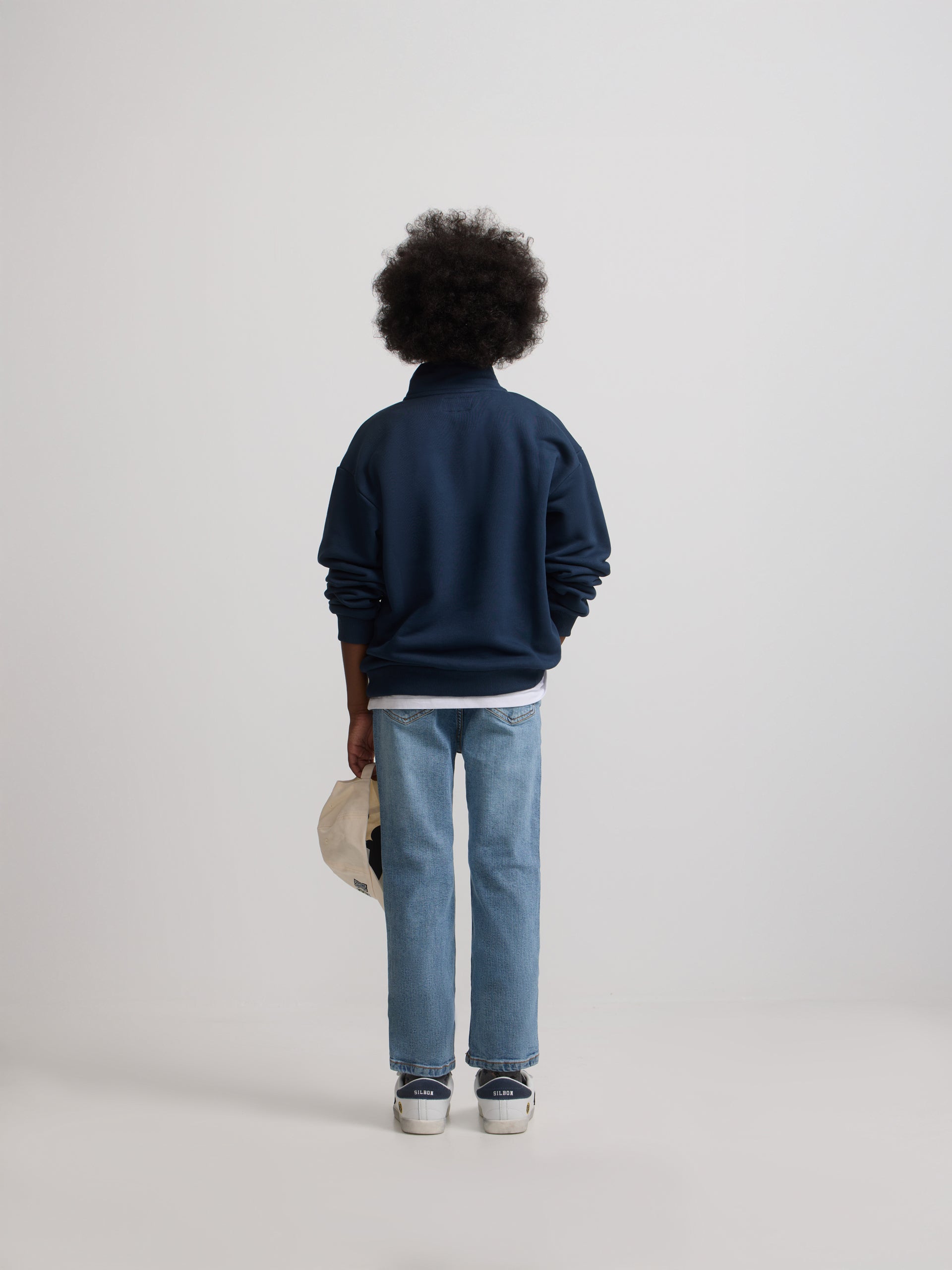 Sweatshirt kids meia fecho acid azul-marinho