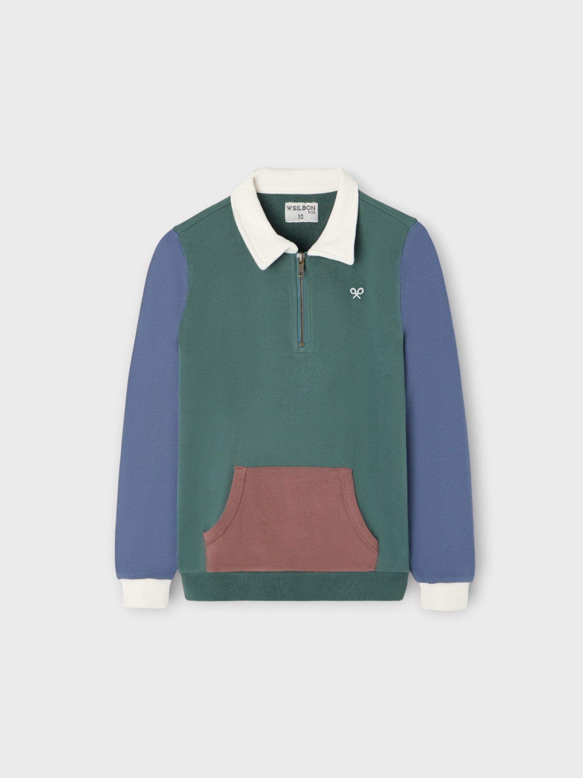 Sudadera kids media cremallera multicolor verde