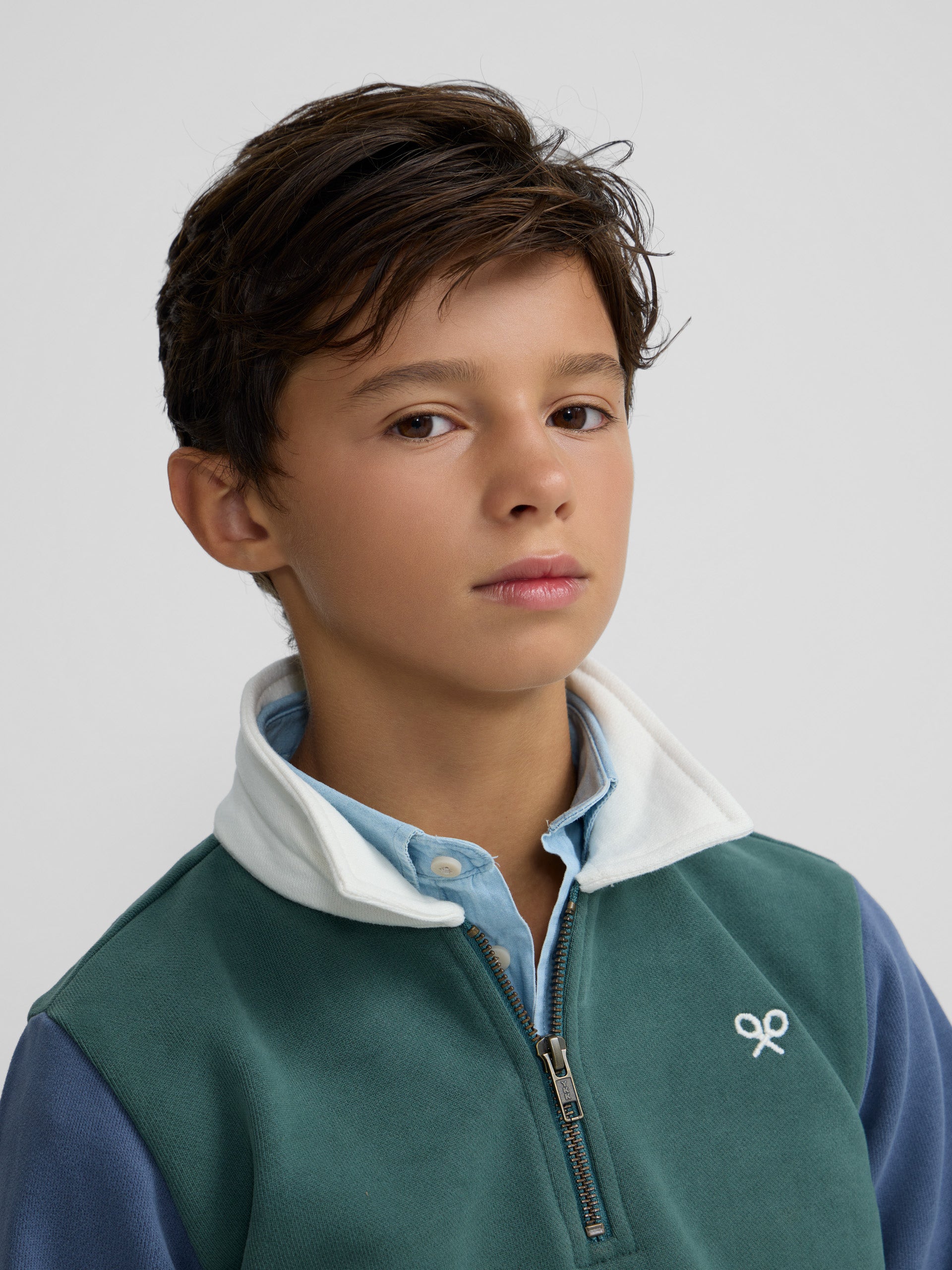 Sudadera kids media cremallera multicolor verde