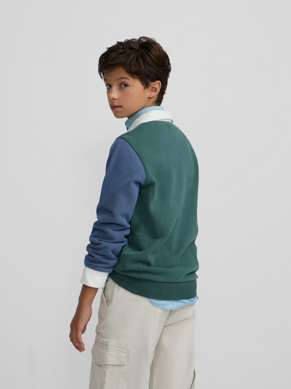 Sudadera kids media cremallera multicolor verde