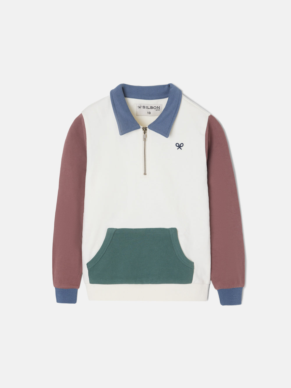 Sudadera kids media cremallera multicolor blanco