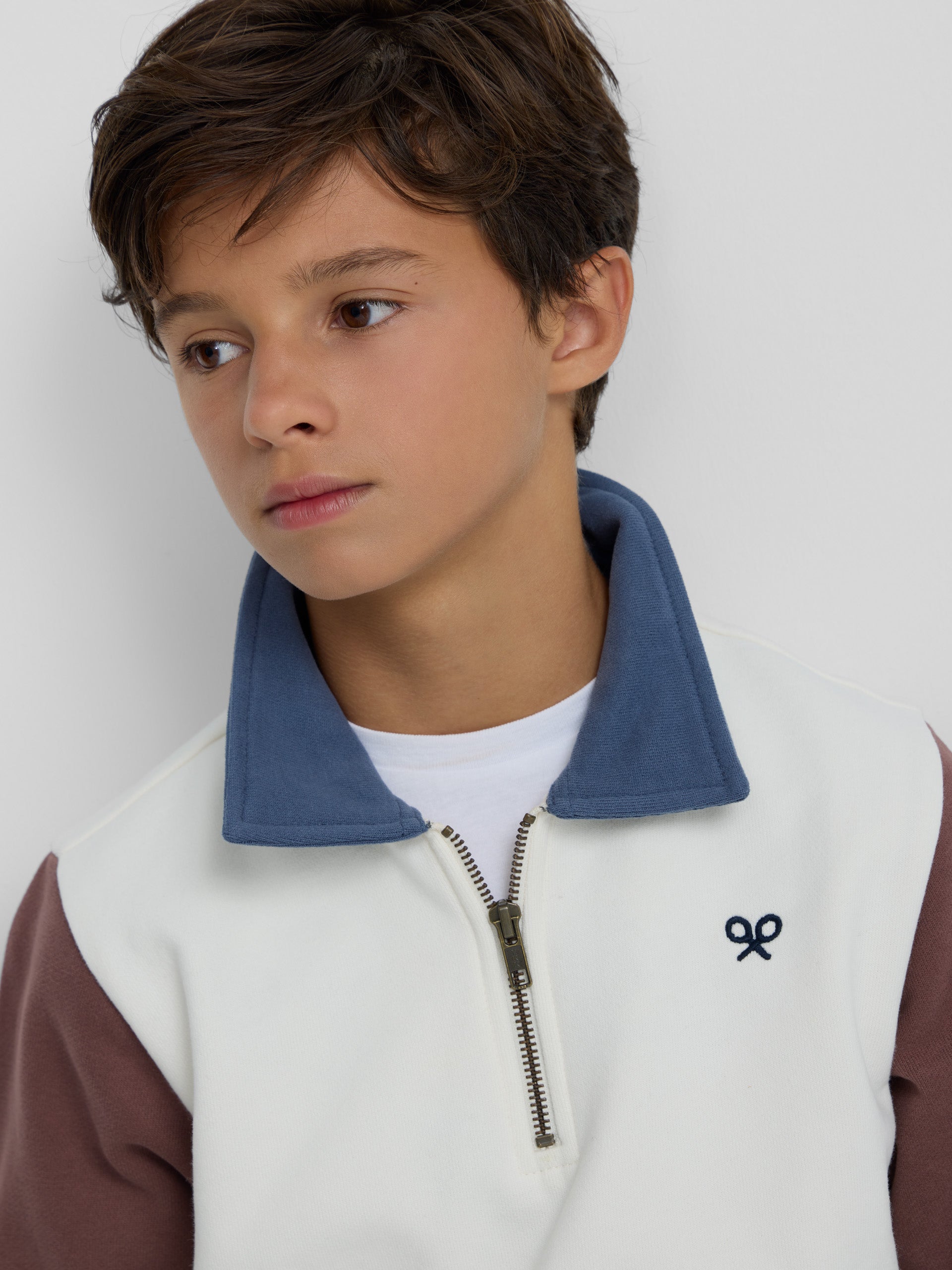 Sudadera kids media cremallera multicolor blanco
