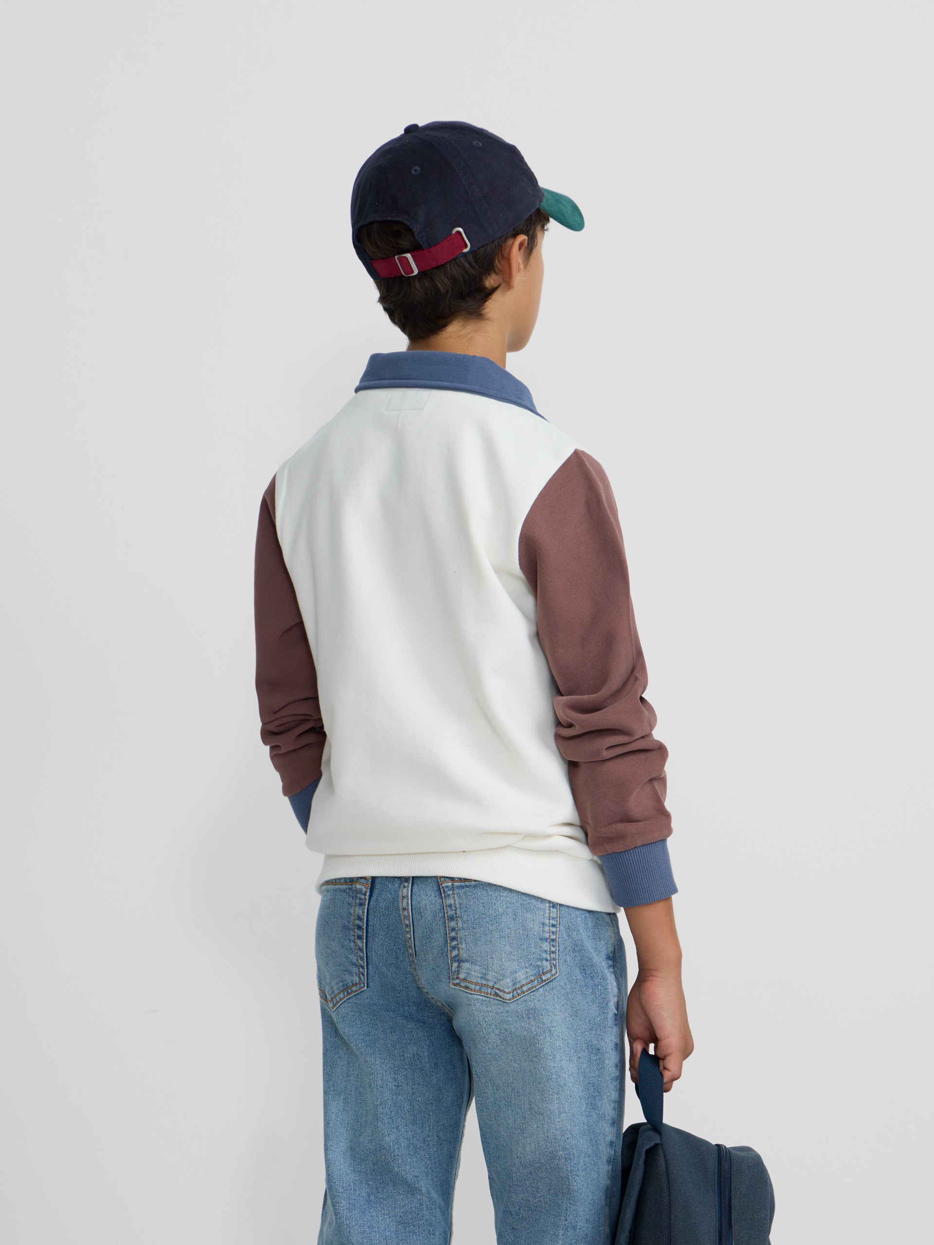 Sudadera kids media cremallera multicolor blanco