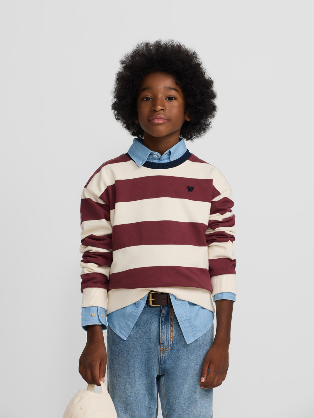 Sudadera kids rayas anchas burdeos