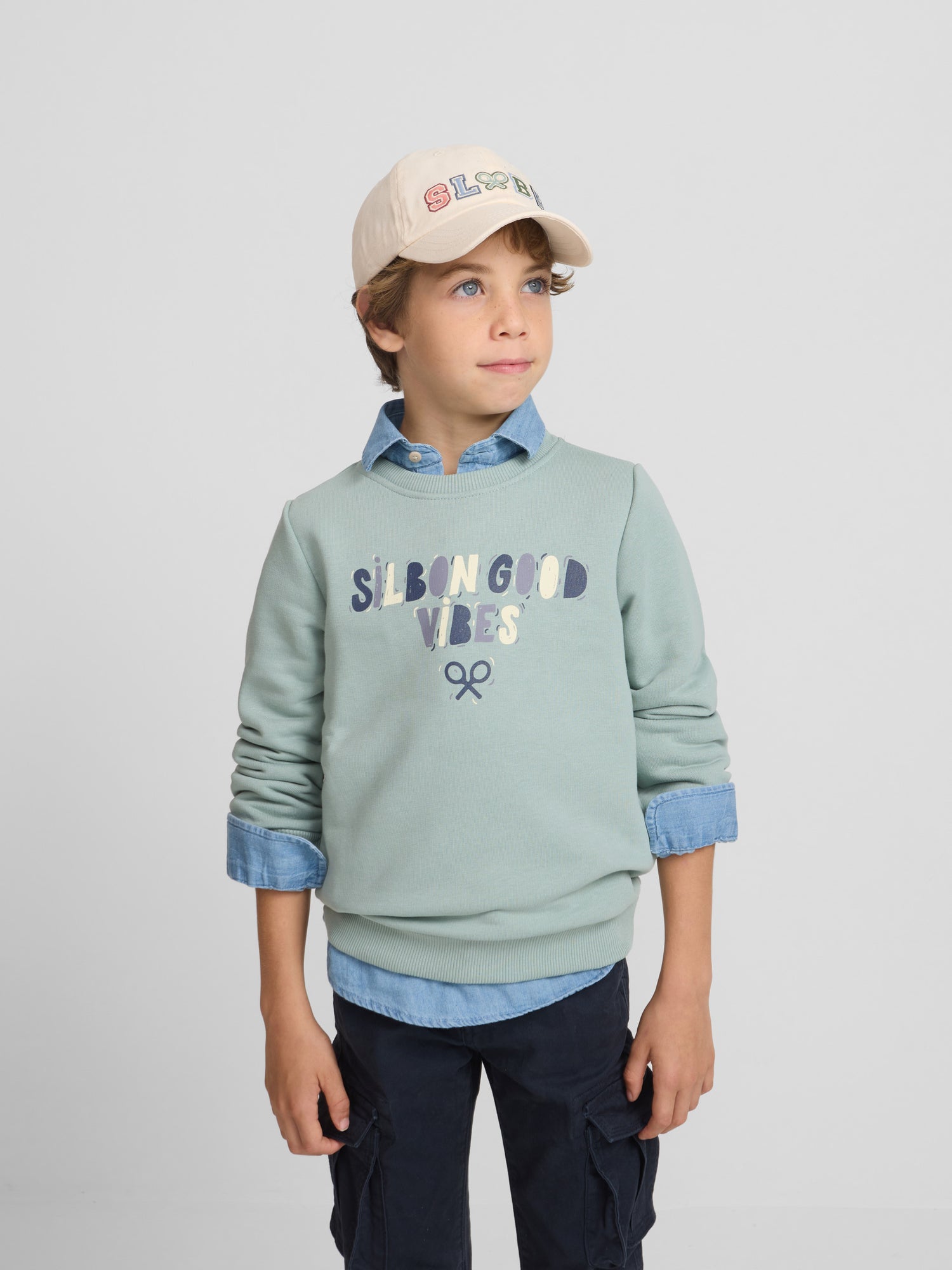 Sudadera kids good vibes verde