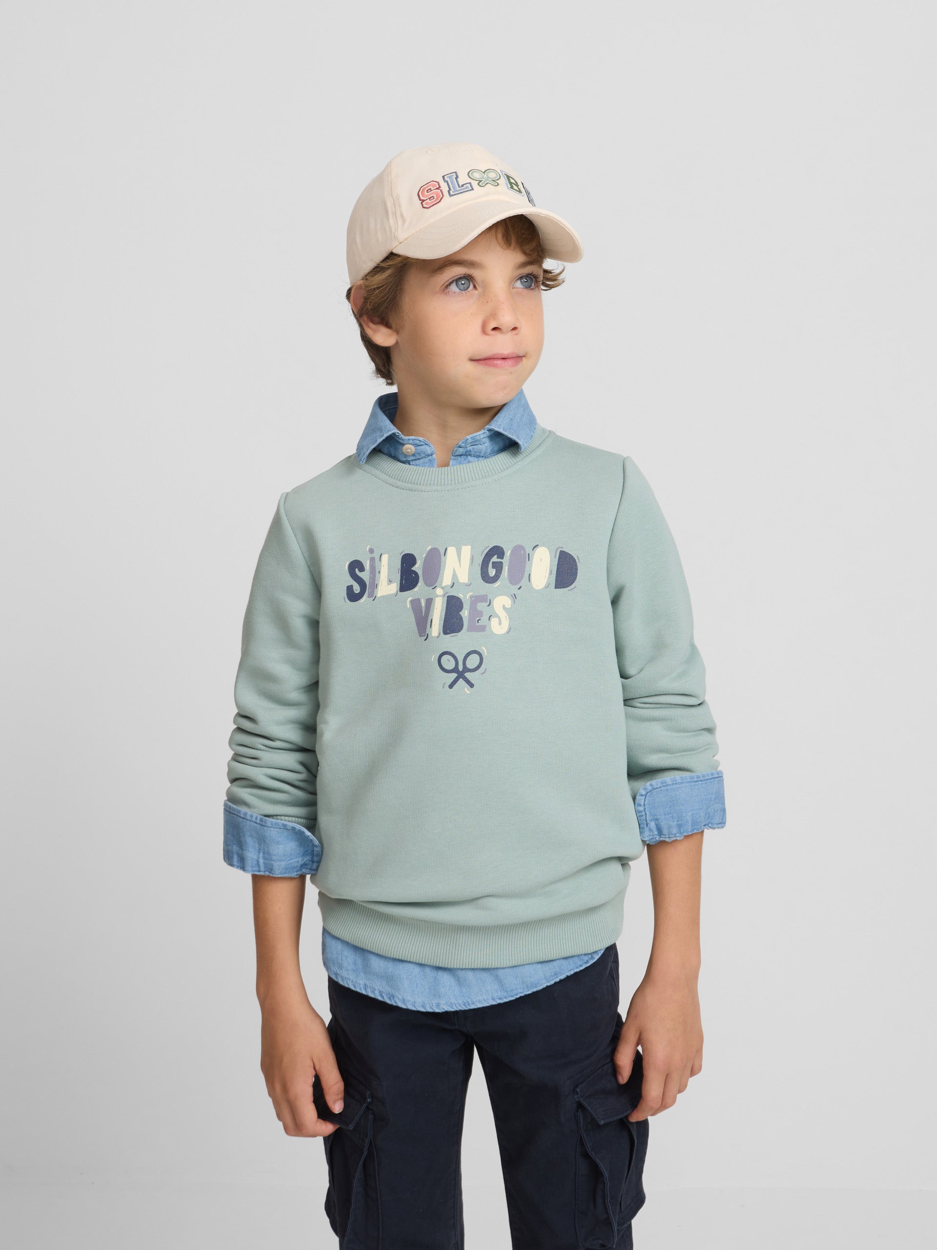Sudadera kids good vibes verde