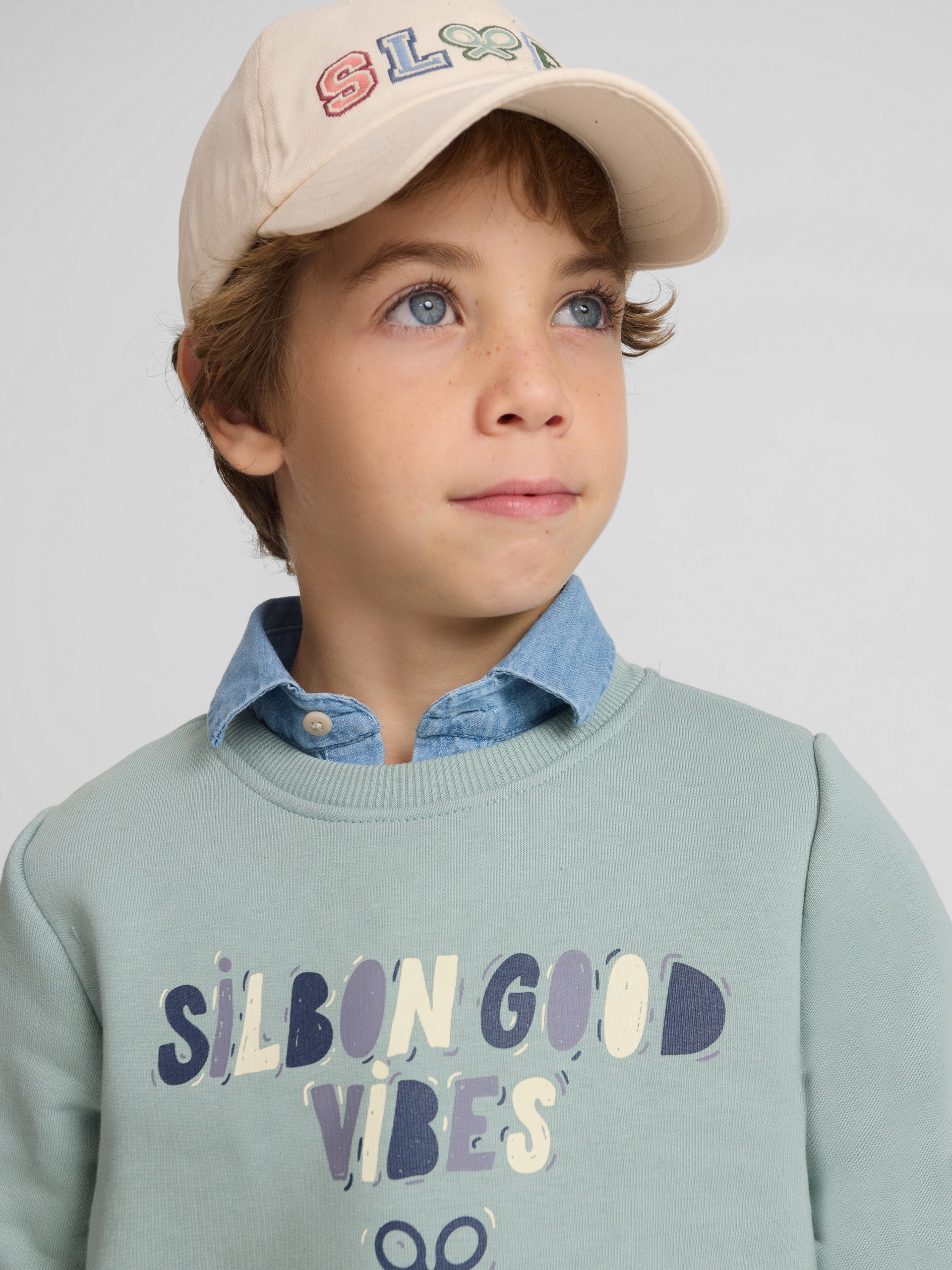 Sudadera kids good vibes verde