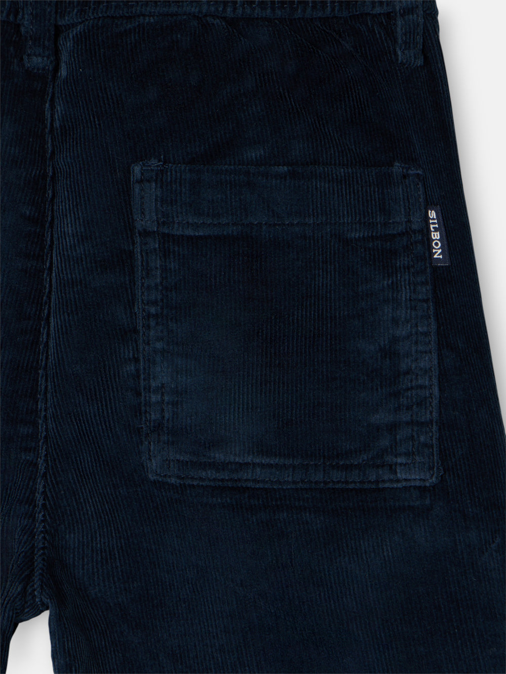 Kids' sport trousers with pockets, navy blue corduroy