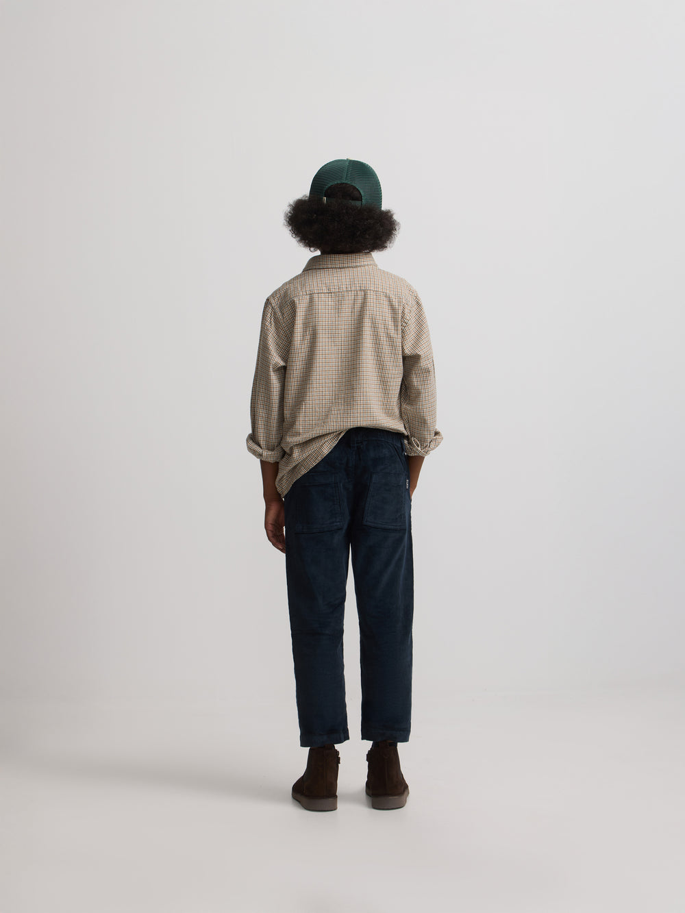 Kids' sport trousers with pockets, navy blue corduroy